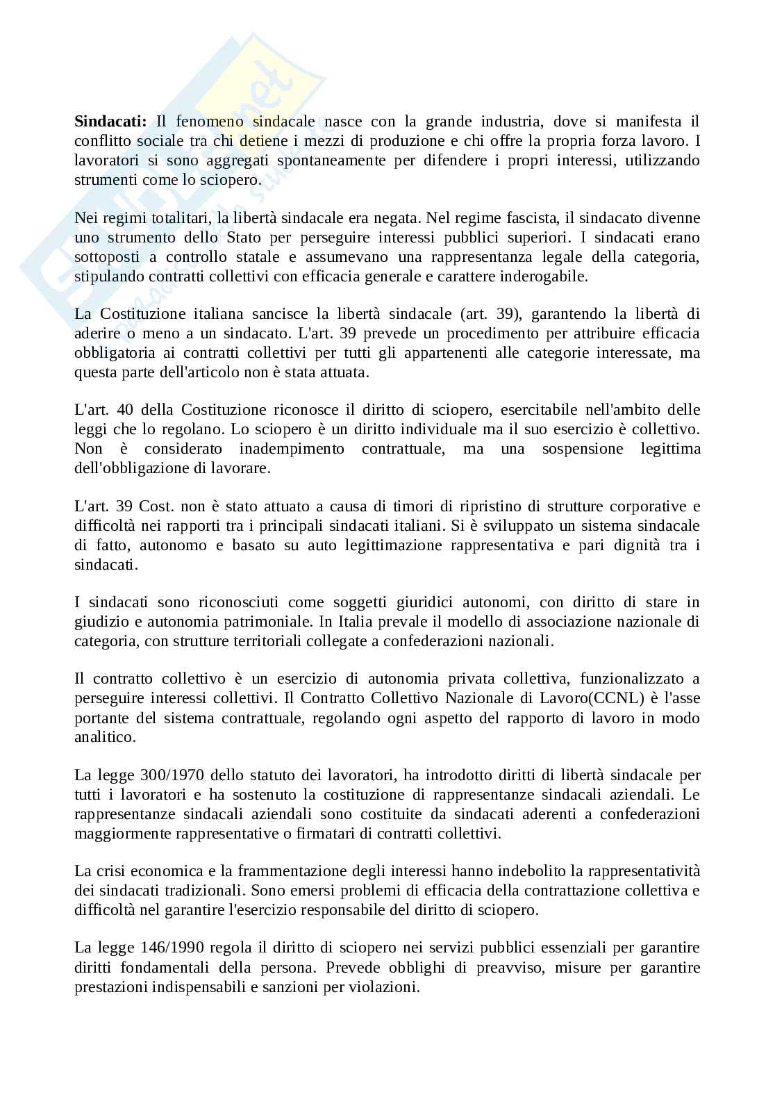 Domande di Diritto del lavoro Pag. 1
