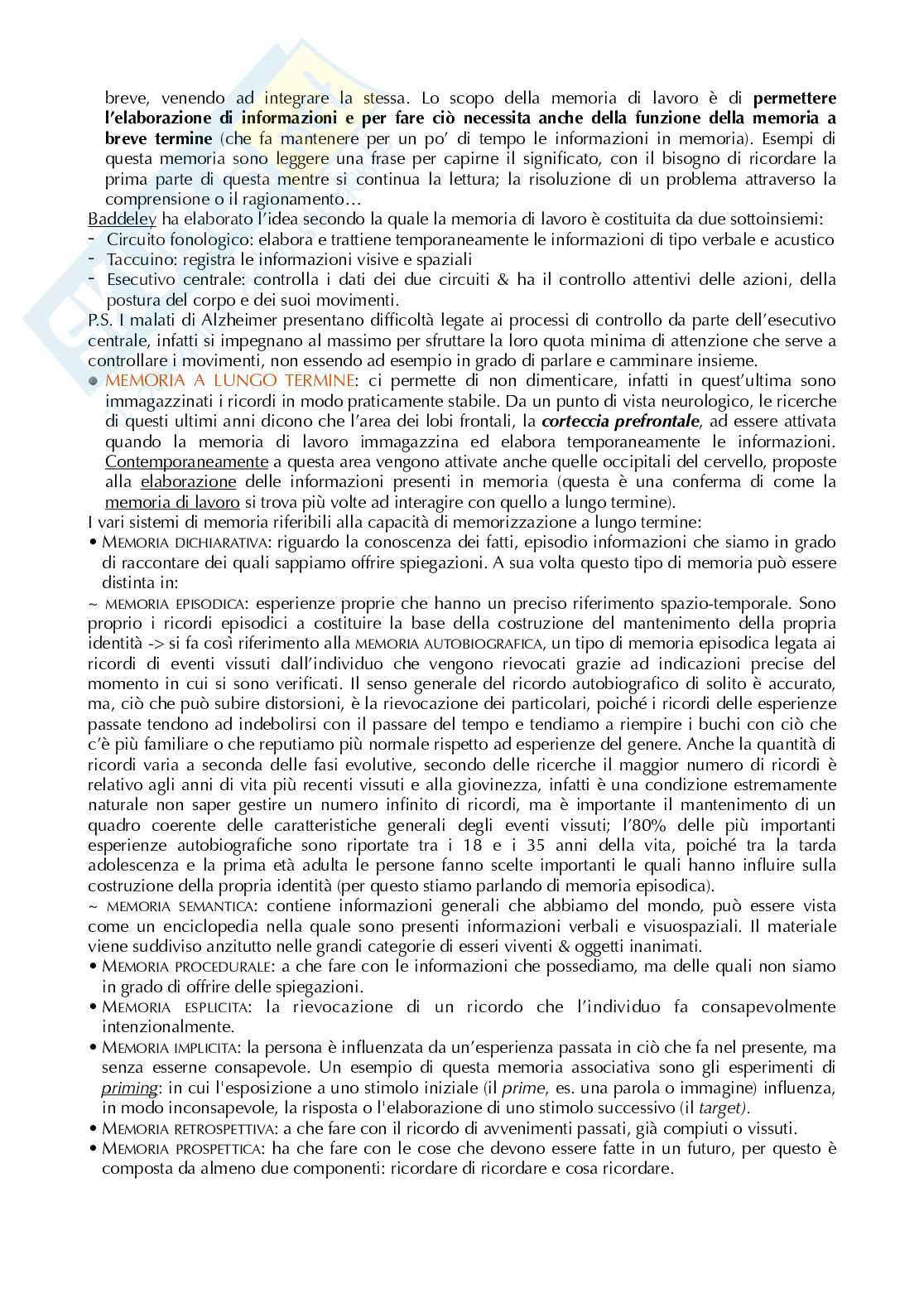 Riassunto esame Psicologia generale, Prof. Gambini Paolo, libro consigliato  Introduzione alla psicologia. Vol. II: I processi cognitivi , Gambini Pag. 16