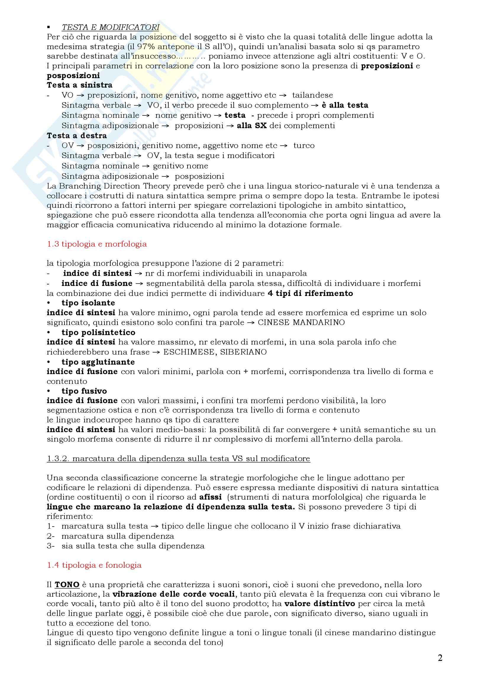 Linguistica - fondamenti di tipologia linguistica Pag. 2
