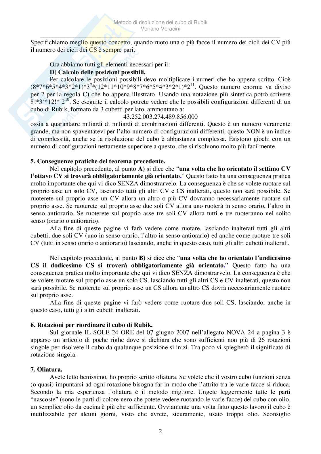 Metodo per risolvere il cubo di Rubik Pag. 2
