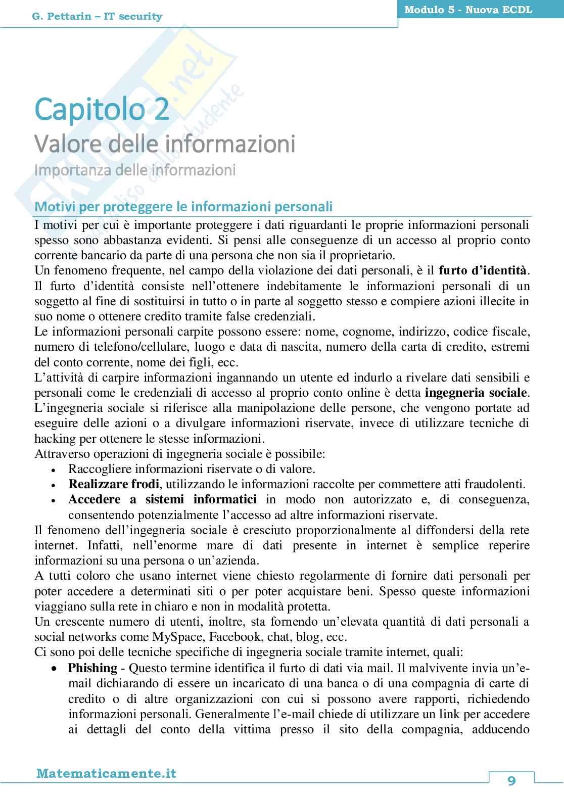 Nuova ECDL modulo 5, IT Security Pag. 11