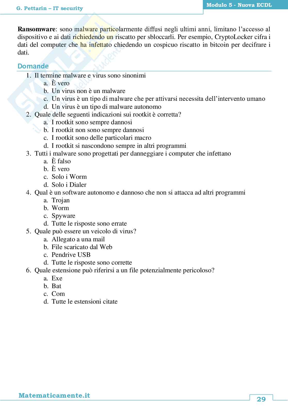 Nuova ECDL modulo 5, IT Security Pag. 31