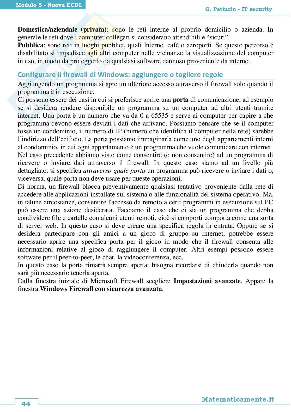 Nuova ECDL modulo 5, IT Security Pag. 46