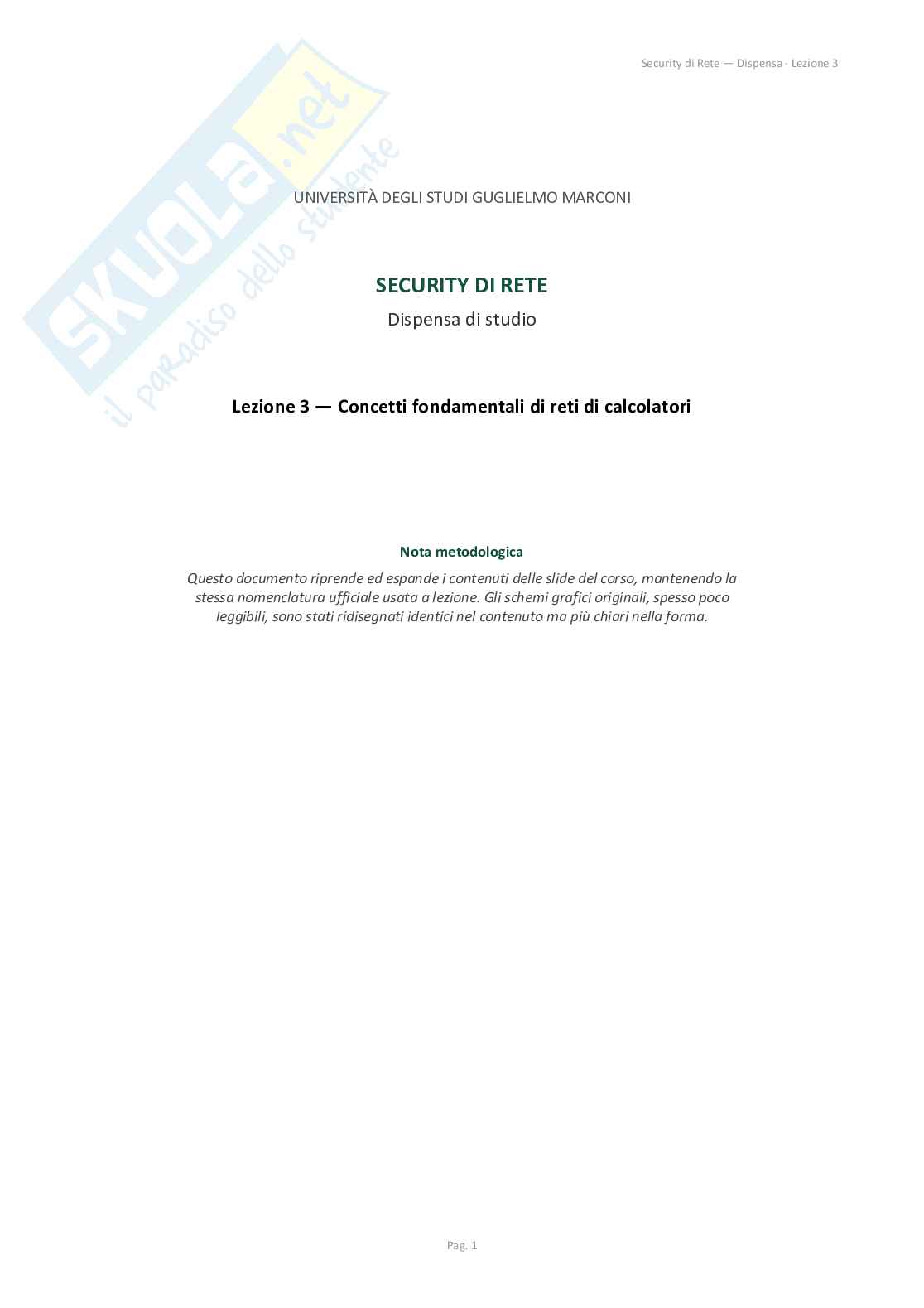Security di rete - Lezione 3  Pag. 1
