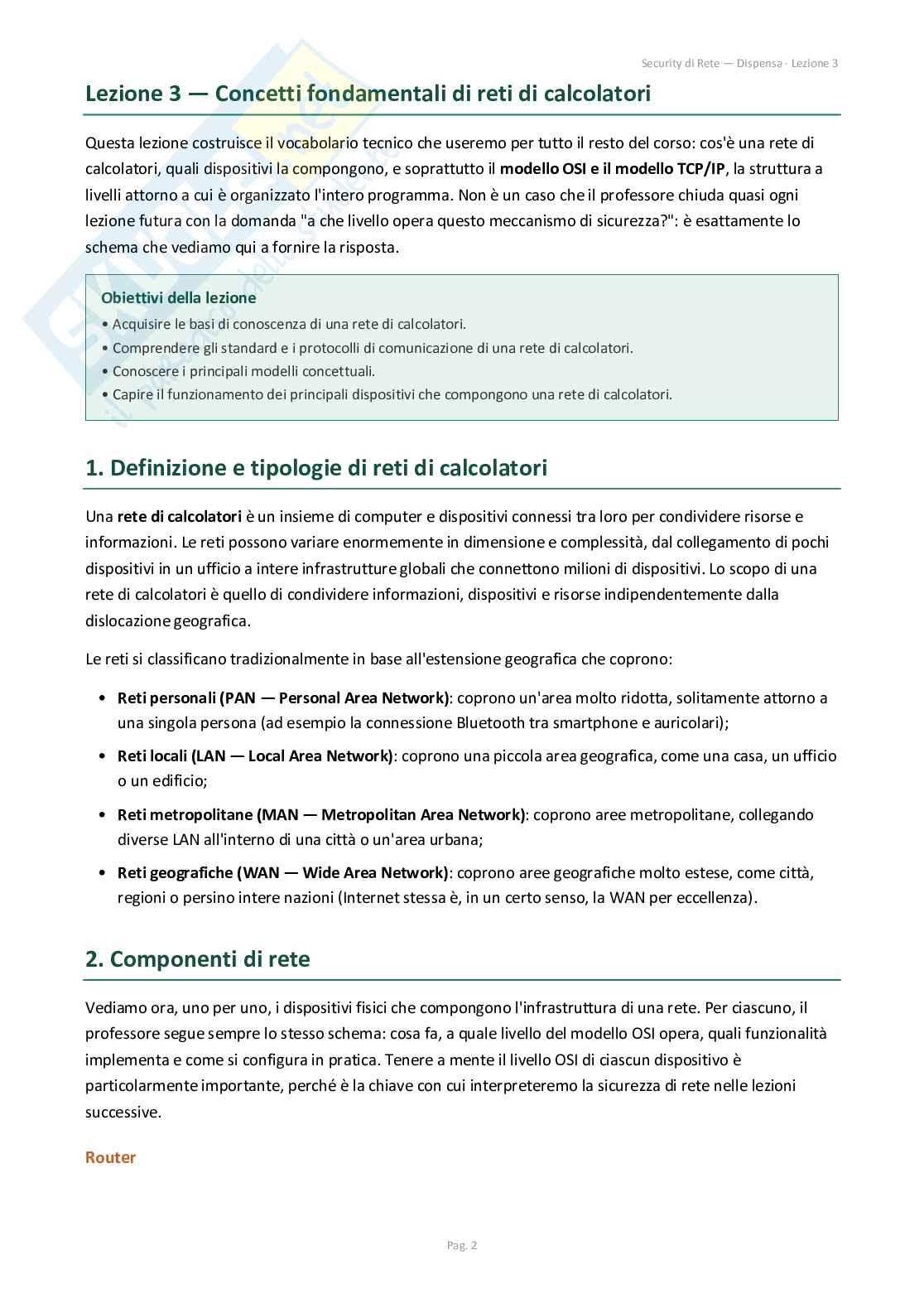 Security di rete - Lezione 3  Pag. 2