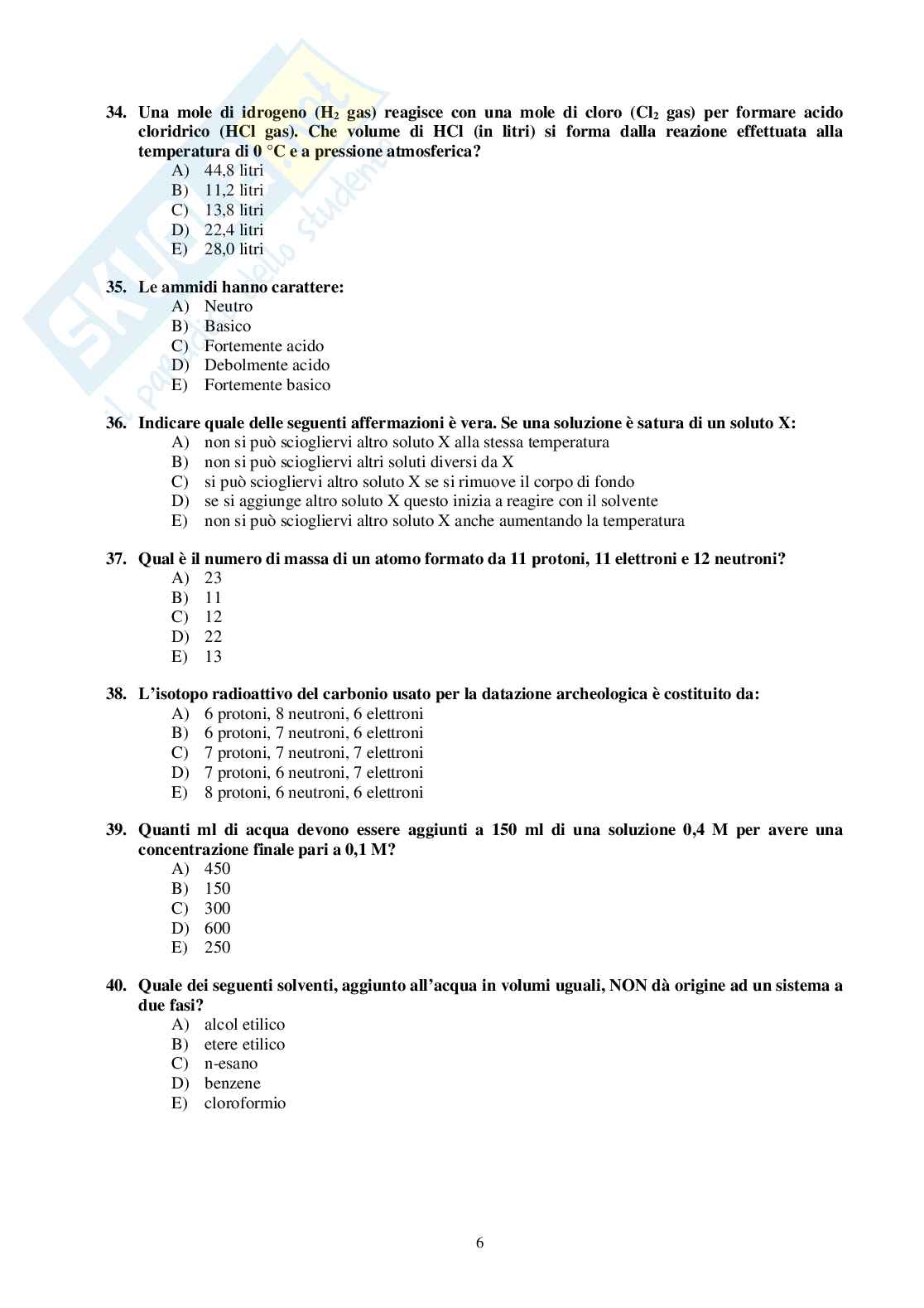 2010 Veterinaria: test di ammissione Pag. 6