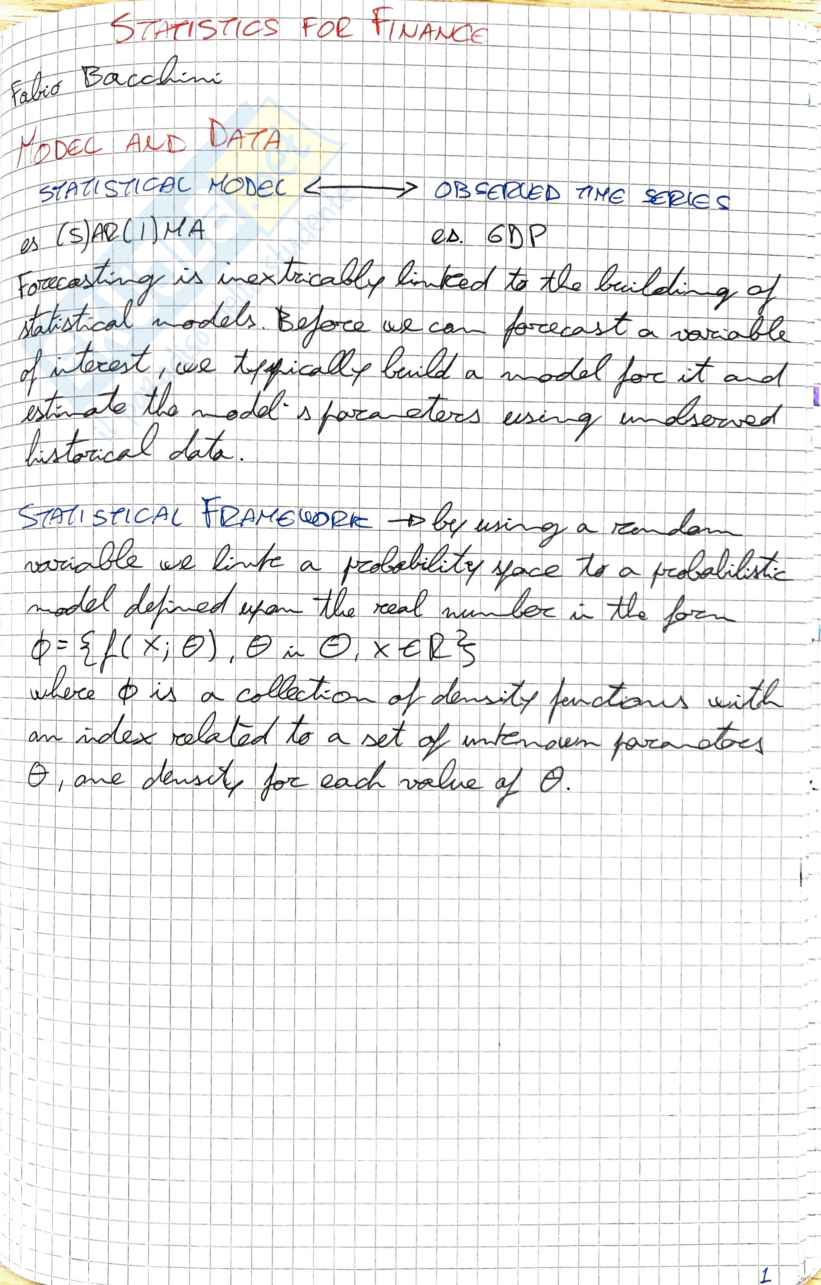 Appunti statistics for finance Pag. 1