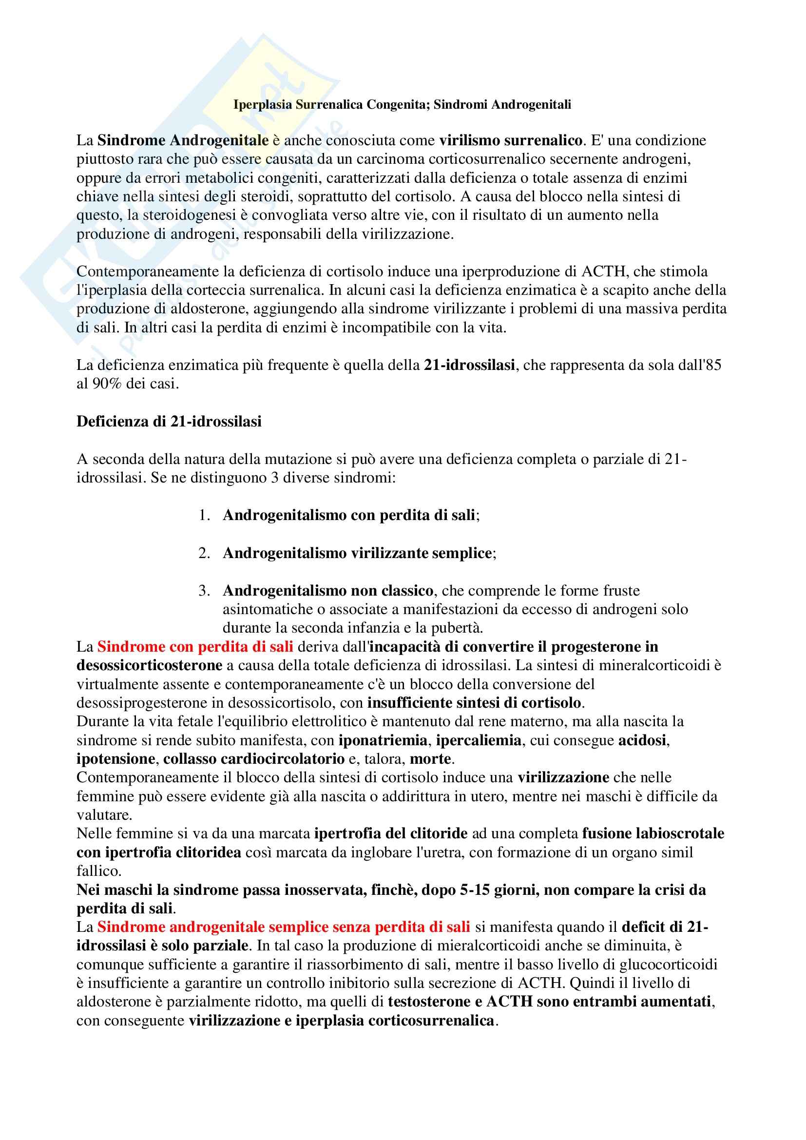 Iperplasia Surrenale Congenita Pag. 1