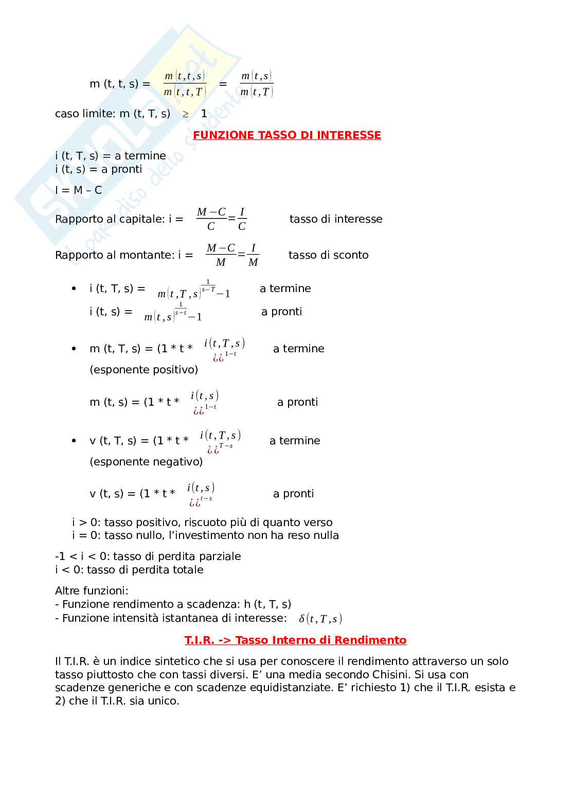 Appunti di Matematica finanziaria Pag. 2