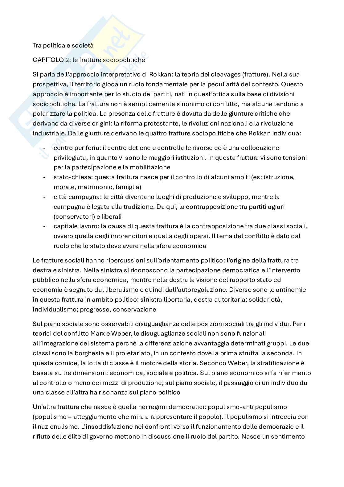 Appunti di Sociologia generale sulla base del libro consigliato: Tra politica e società Pag. 1
