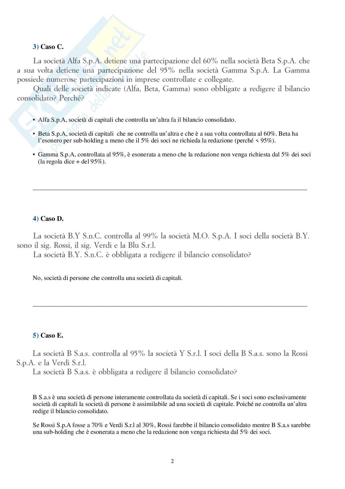 Economia dei gruppi – Esercitazioni svolte sul bilancio consolidato Pag. 2