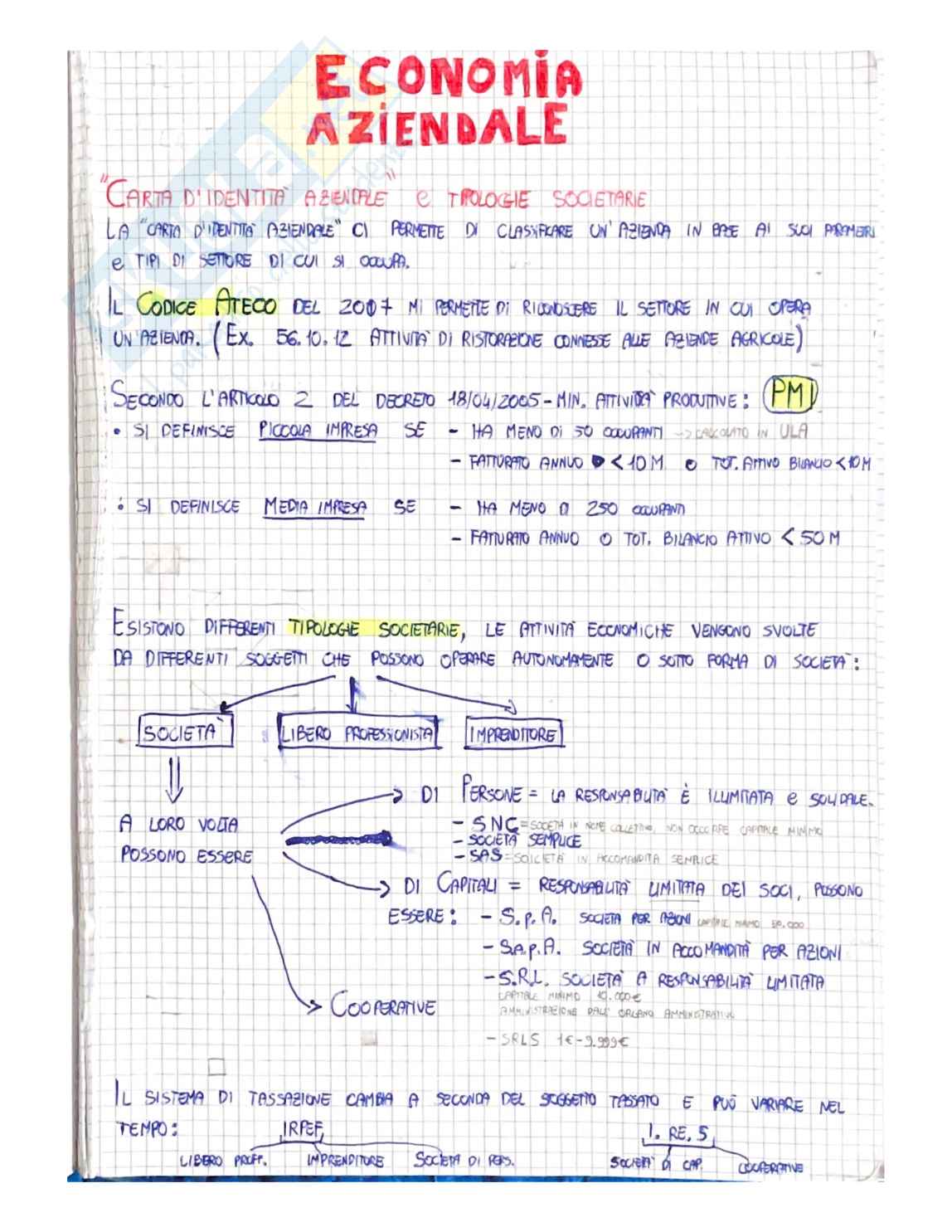 Schemi di Economia aziendale  Pag. 1