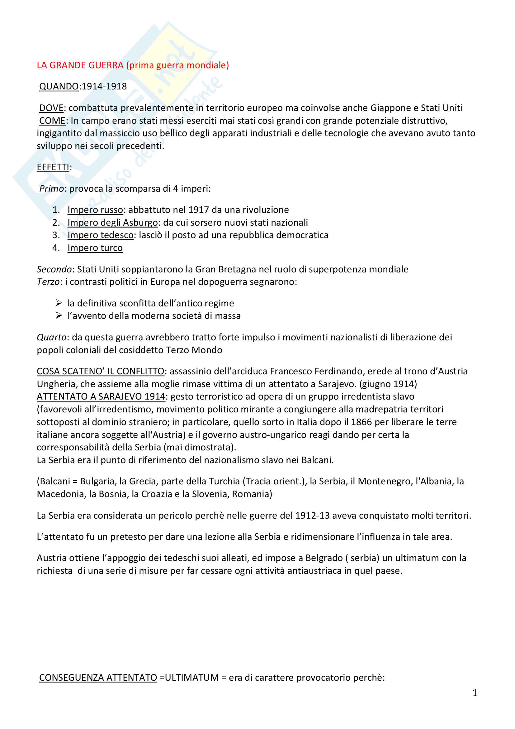 Storia Contemporanea, Detti, Gozzini il Novecento - Riassunto Pag. 1