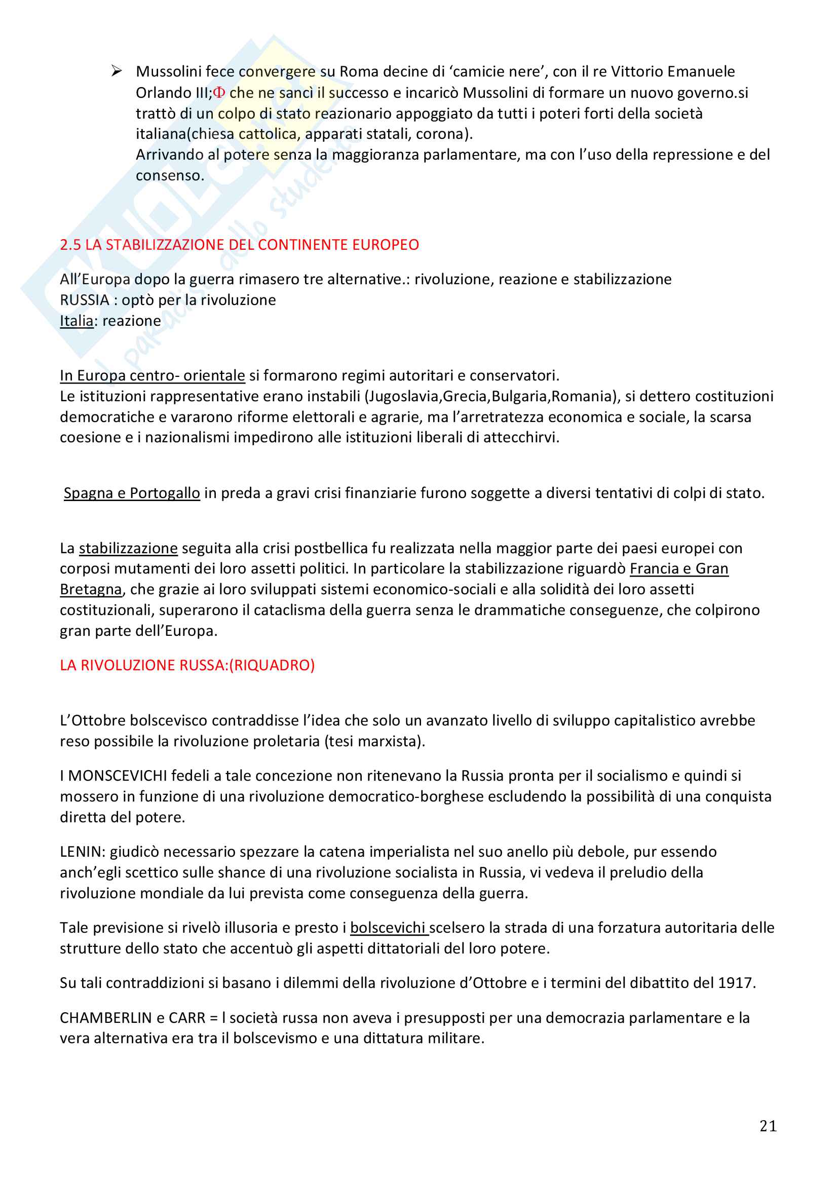 Storia Contemporanea, Detti, Gozzini il Novecento - Riassunto Pag. 21