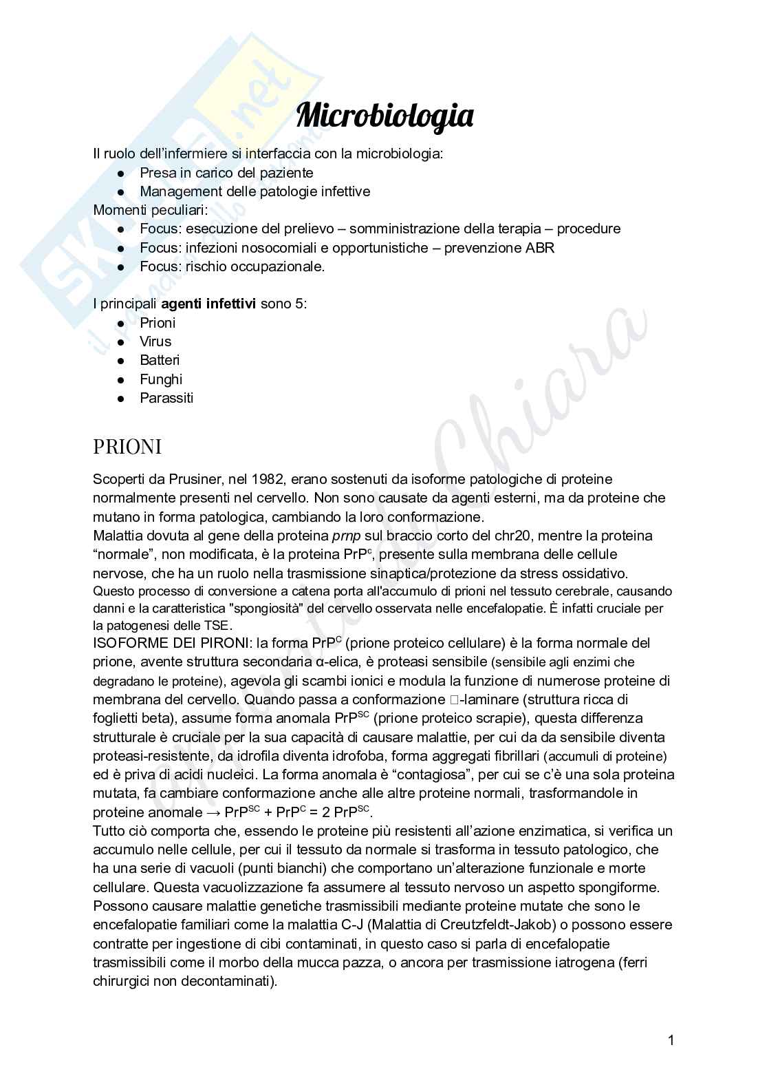 Microbiologia per infermieristica Pag. 1