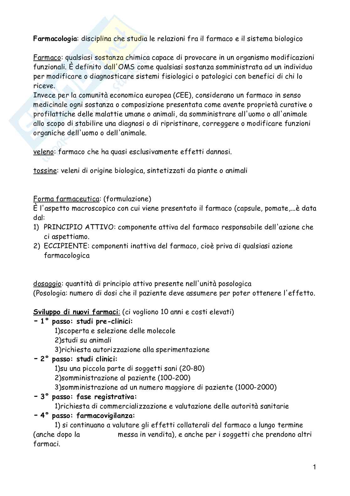 Farmacologia Pag. 1