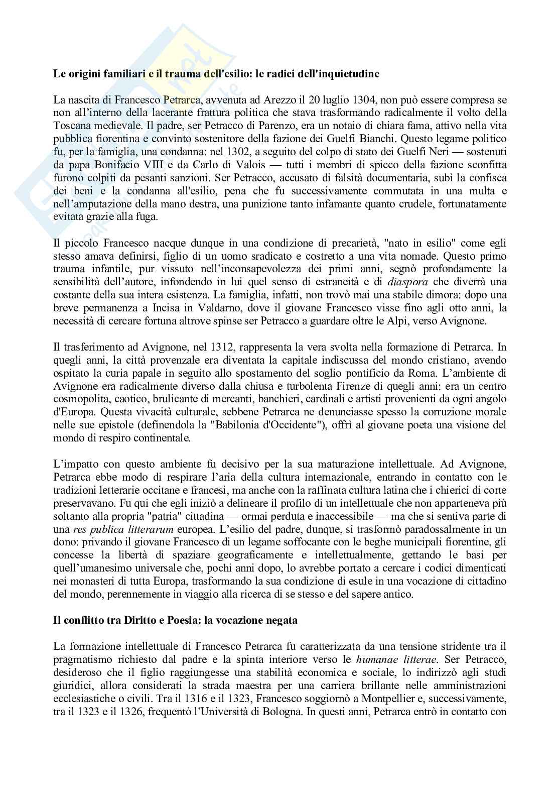 Francesco Petrarca - Vita, opere, poetica Pag. 2