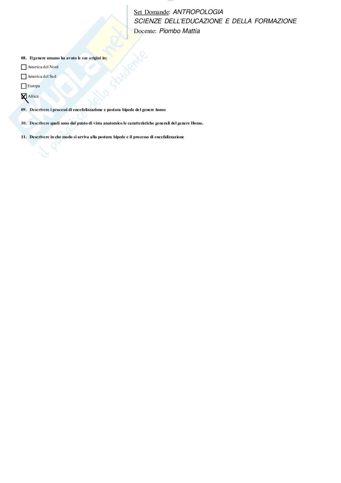 Risposte domande chiuse Antropologia aggiornate al 2023 Pag. 46