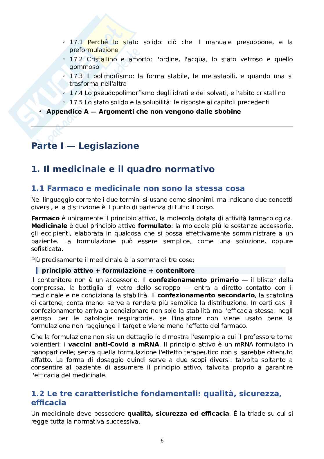 Tecnologia e legislazione farmaceutica con laboratorio di preparazioni galeniche Pag. 6