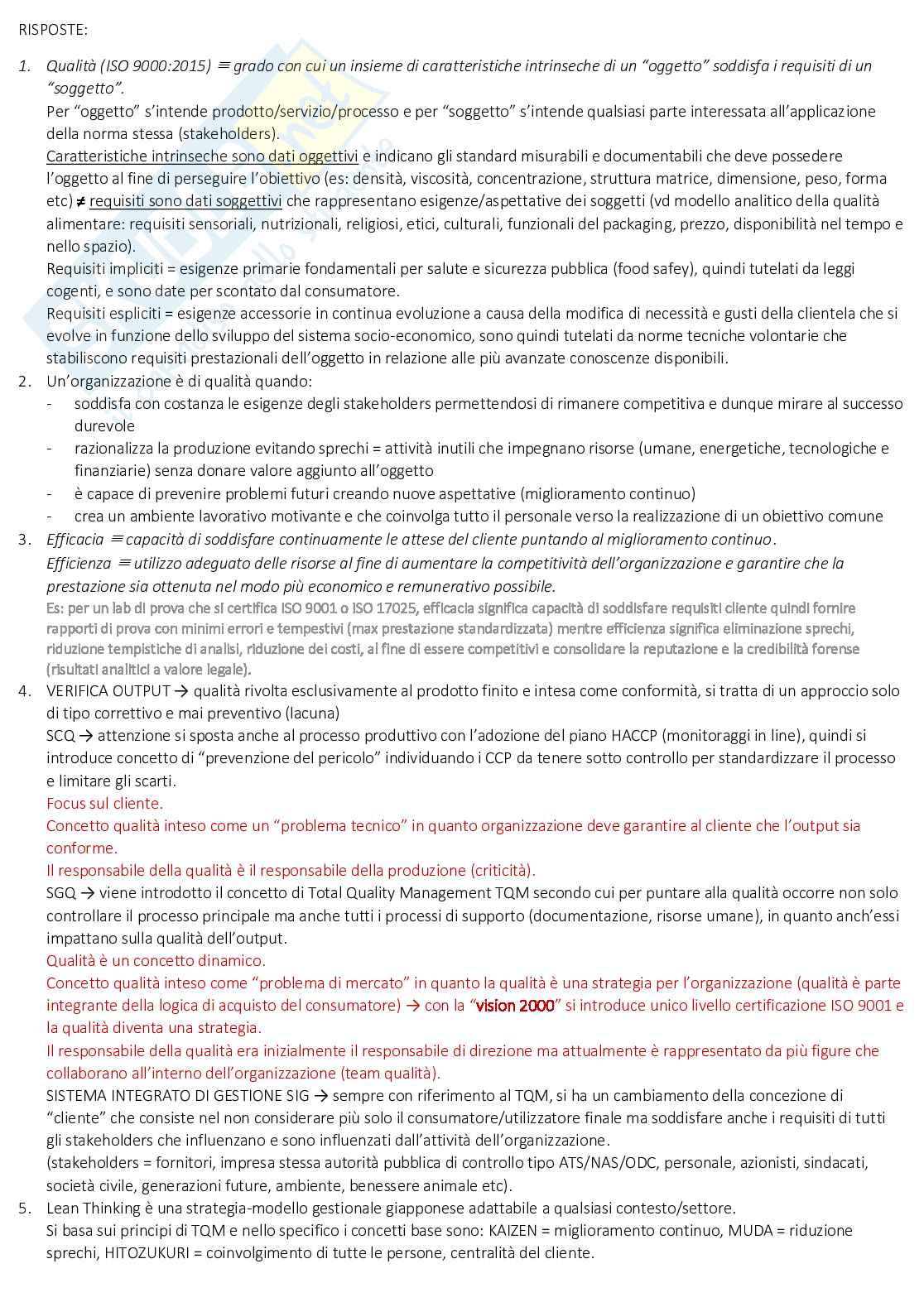 Domande Gestione dei sistemi per la qualità  Pag. 2