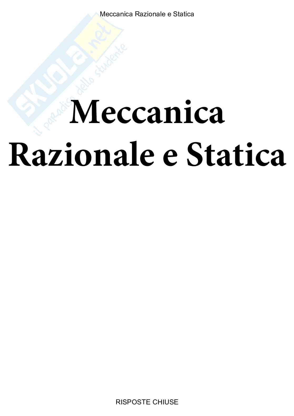 Meccanica razionale e statica - Paniere compilato Pag. 1
