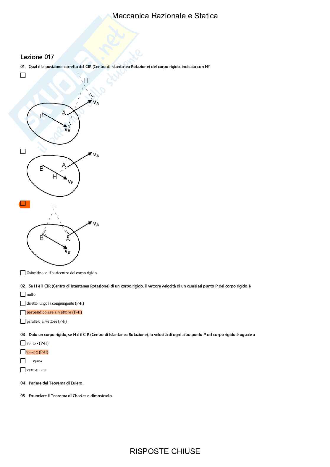 Meccanica razionale e statica - Paniere compilato Pag. 11