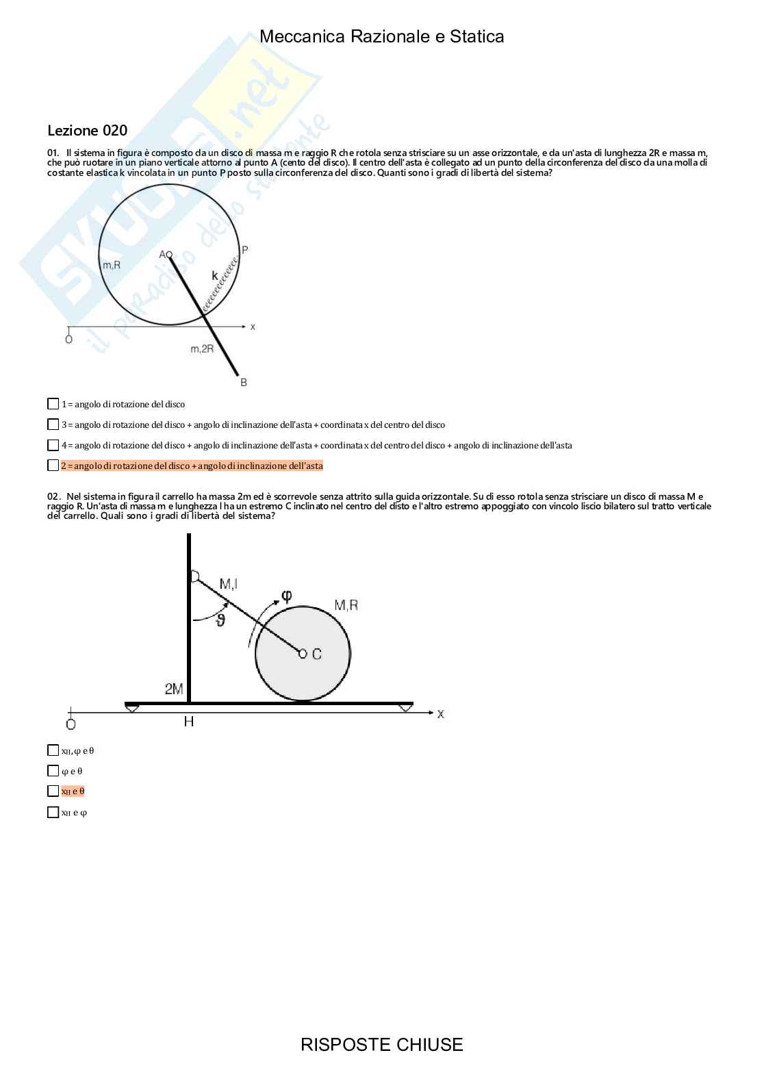 Meccanica razionale e statica - Paniere compilato Pag. 16