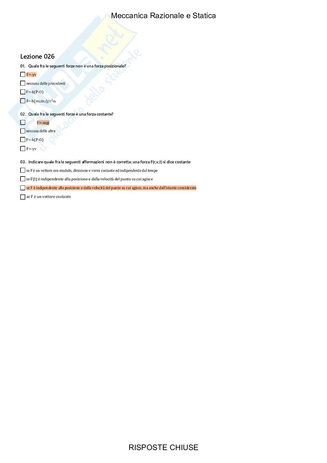 Meccanica razionale e statica - Paniere compilato Pag. 21