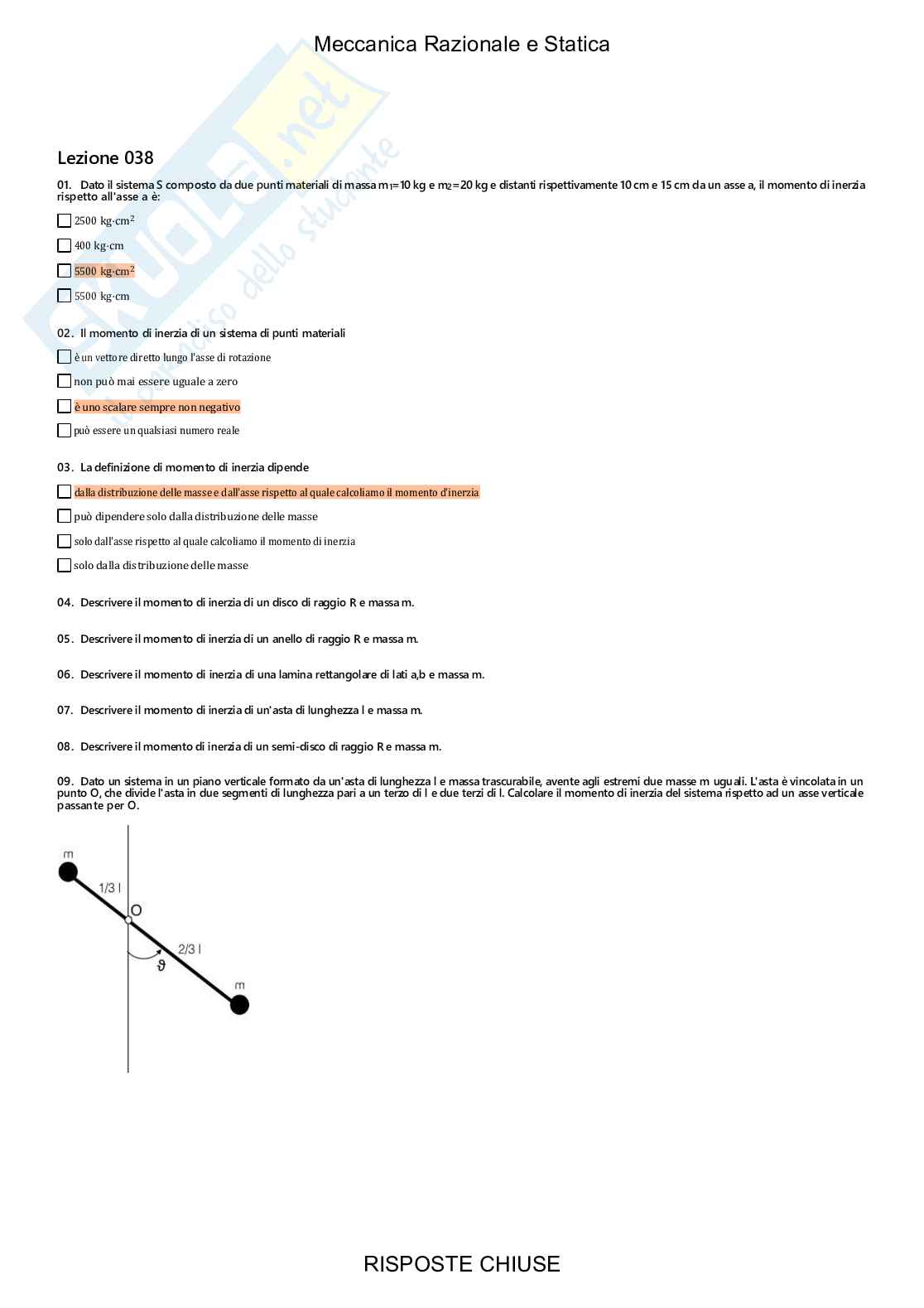 Meccanica razionale e statica - Paniere compilato Pag. 41