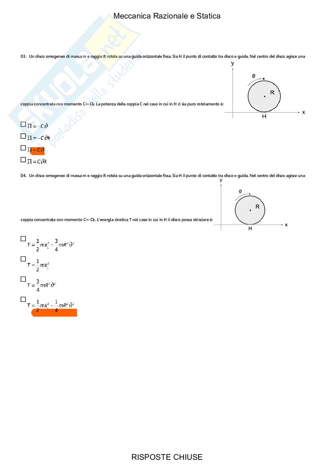 Meccanica razionale e statica - Paniere compilato Pag. 51