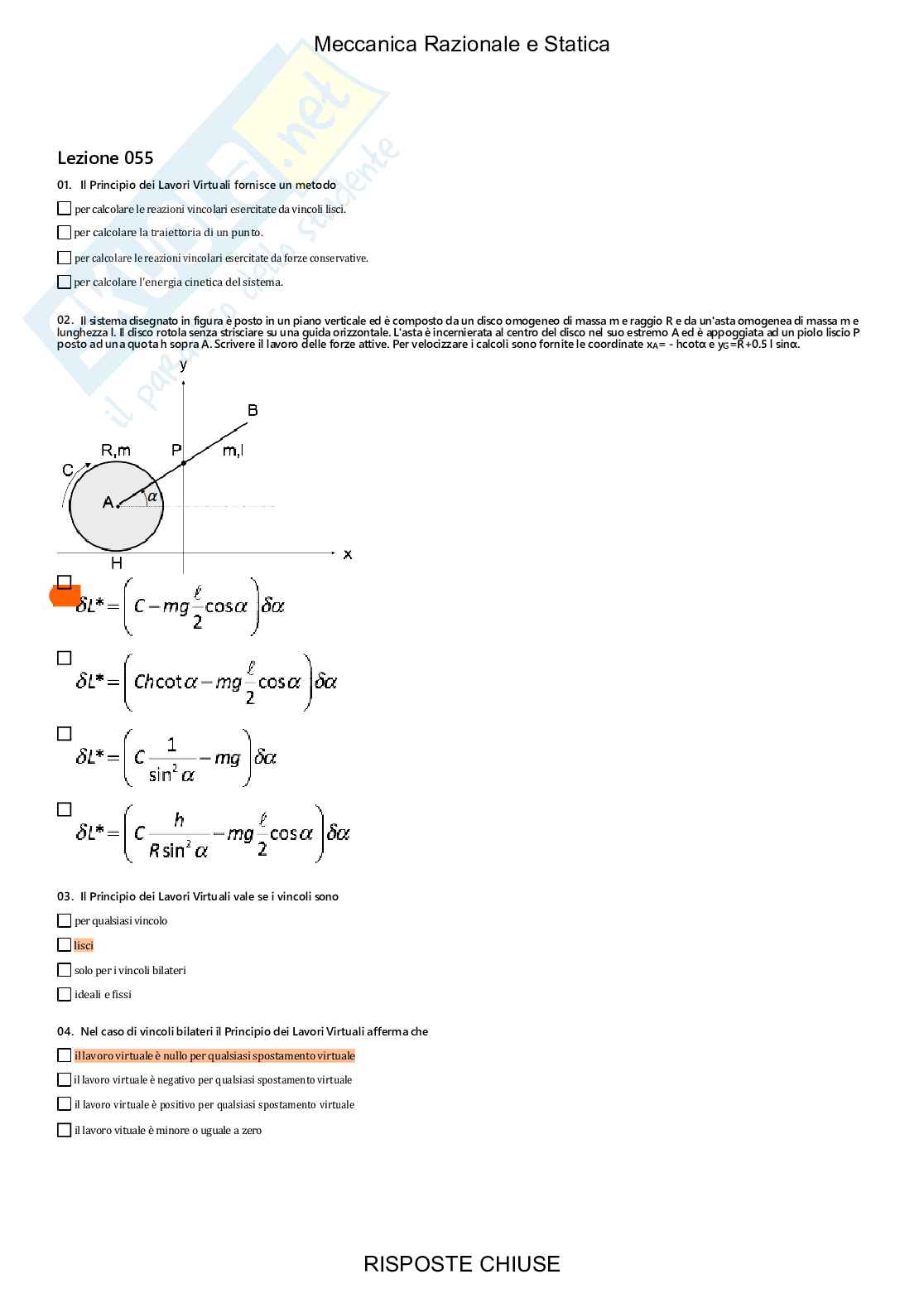 Meccanica razionale e statica - Paniere compilato Pag. 81