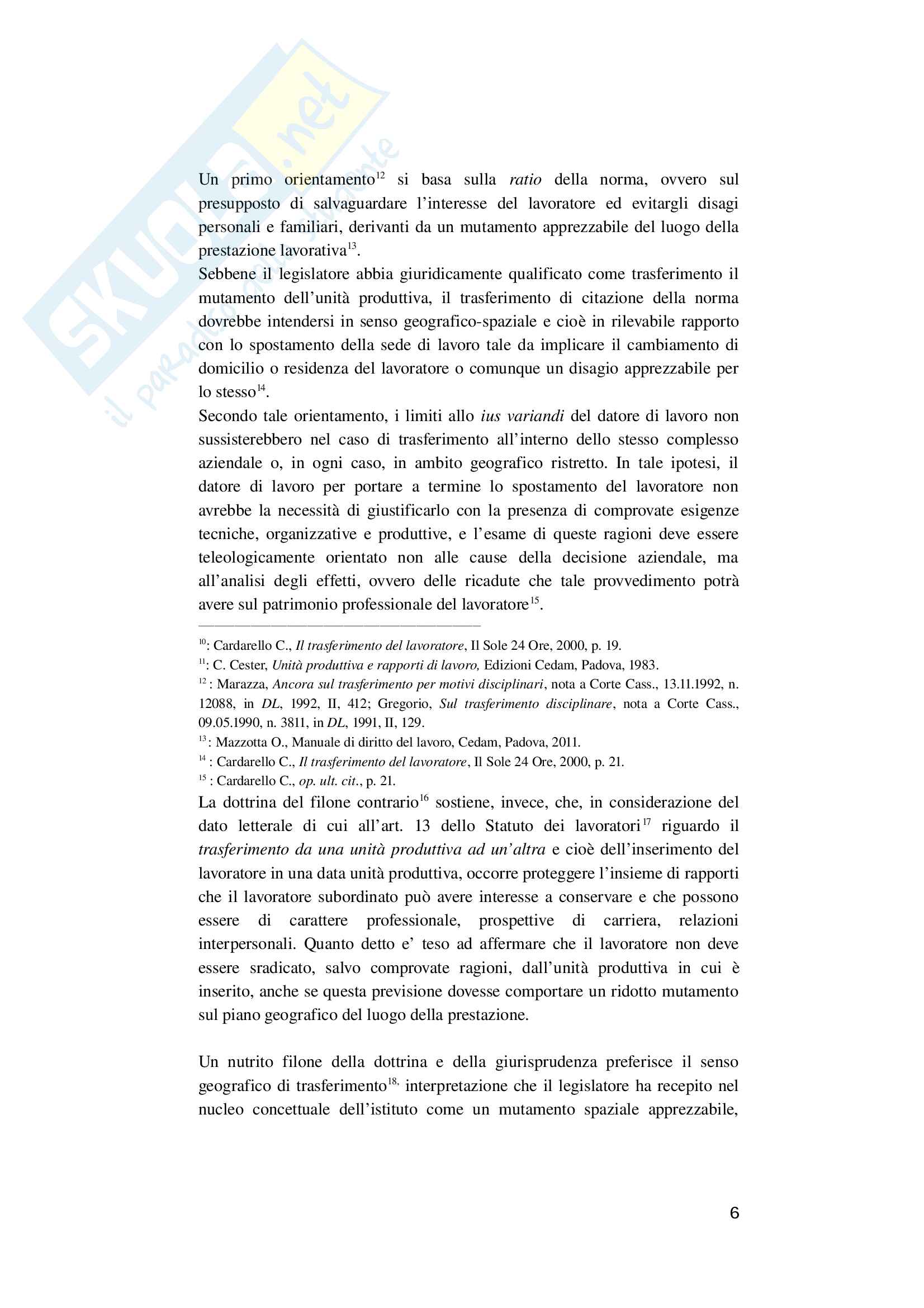 Il trasferimento del lavoratore Pag. 6