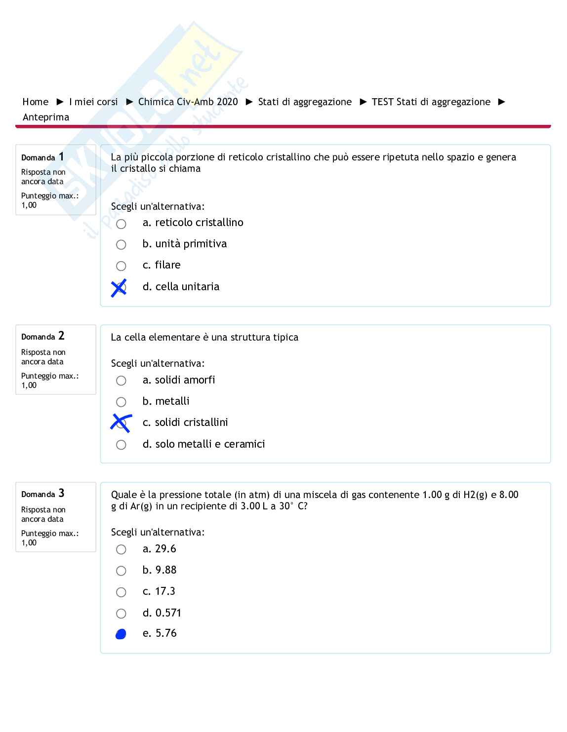 Prova d'esame di Chimica svolte Pag. 1