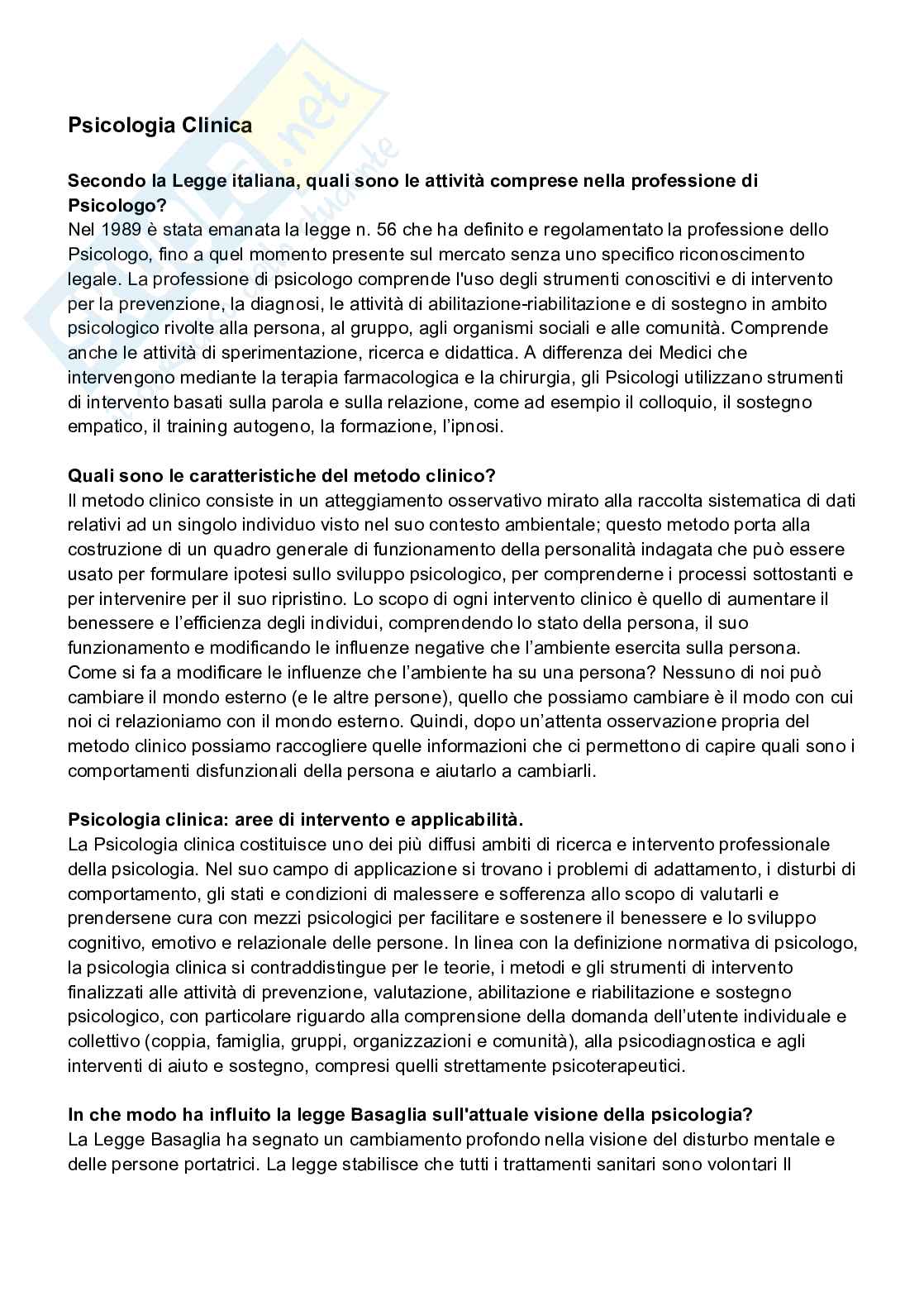 Psicologia clinica Pag. 1