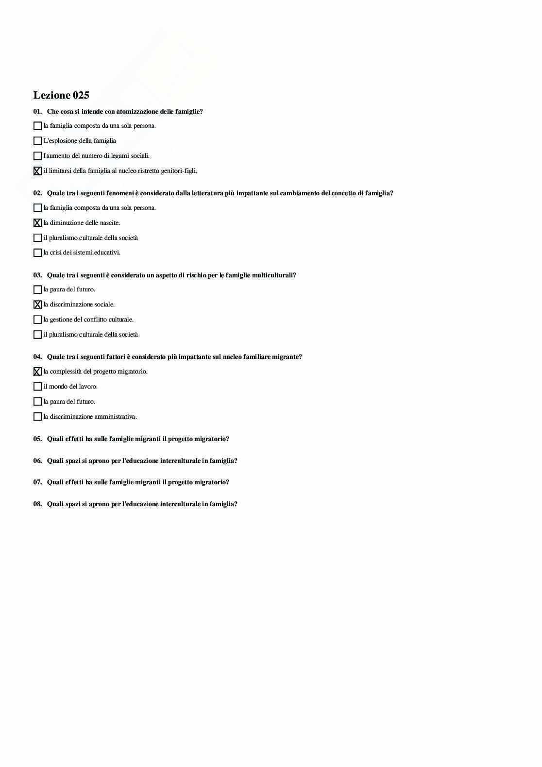 Didattica della pedagogia interculturale - set risposte chiuse da paniere Pag. 21