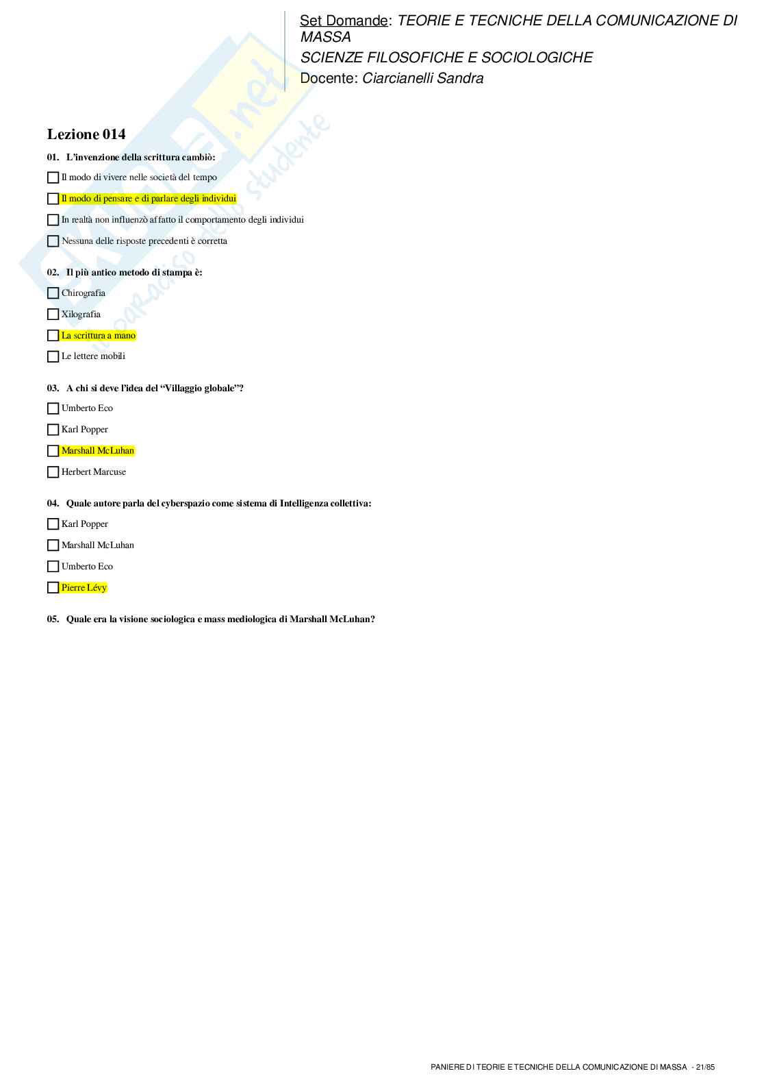 Paniere nuovo di teorie e tecniche della comunicazione di massa Pag. 21
