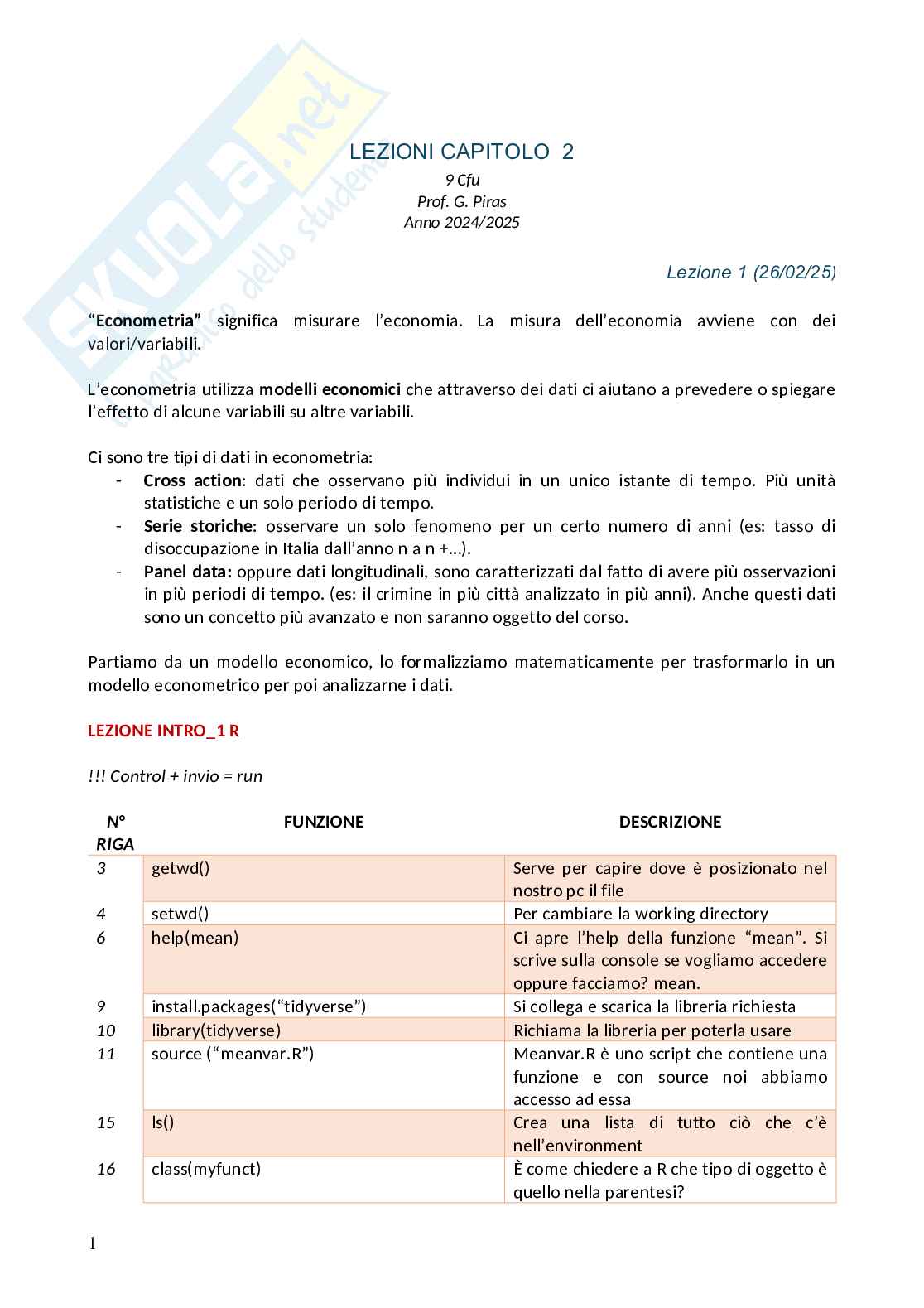 Econometria Pag. 1