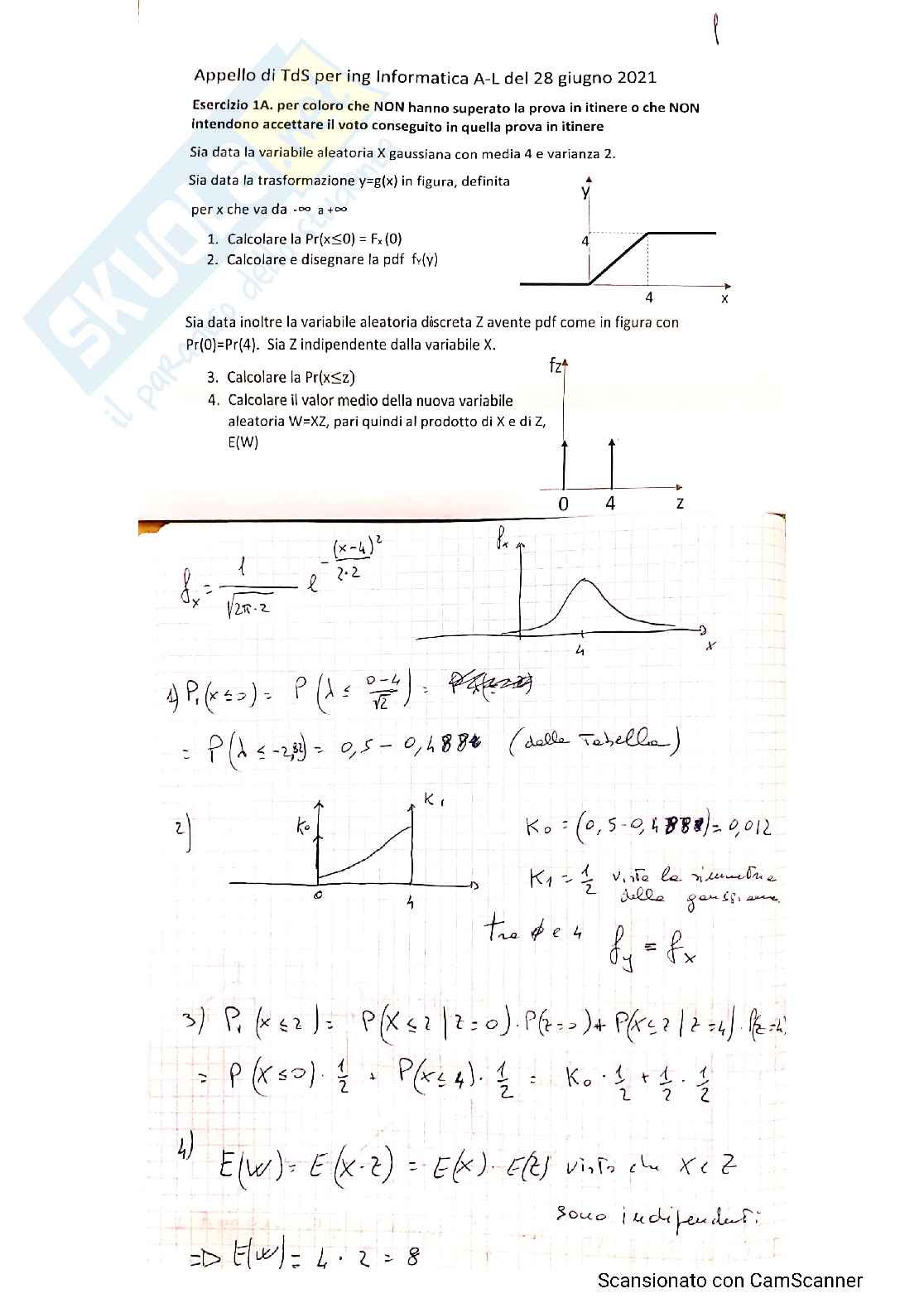 Esercizi teoria della probabilità e variabili aleatorie - Parte 2 Pag. 11