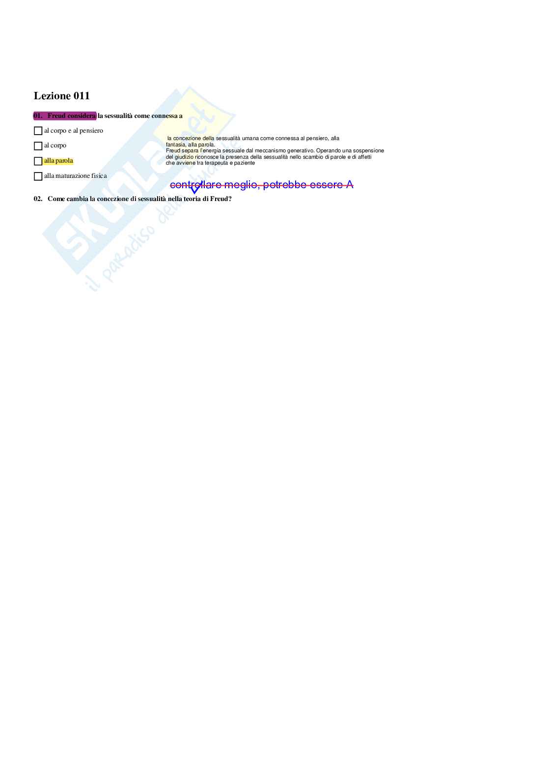 Paniere Psicologia dinamica - Risposte multiple - aggiornato (2026) Pag. 16