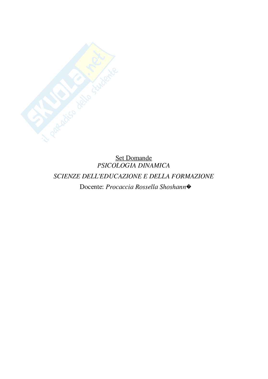 Paniere Psicologia dinamica - Risposte multiple - aggiornato (2026) Pag. 2