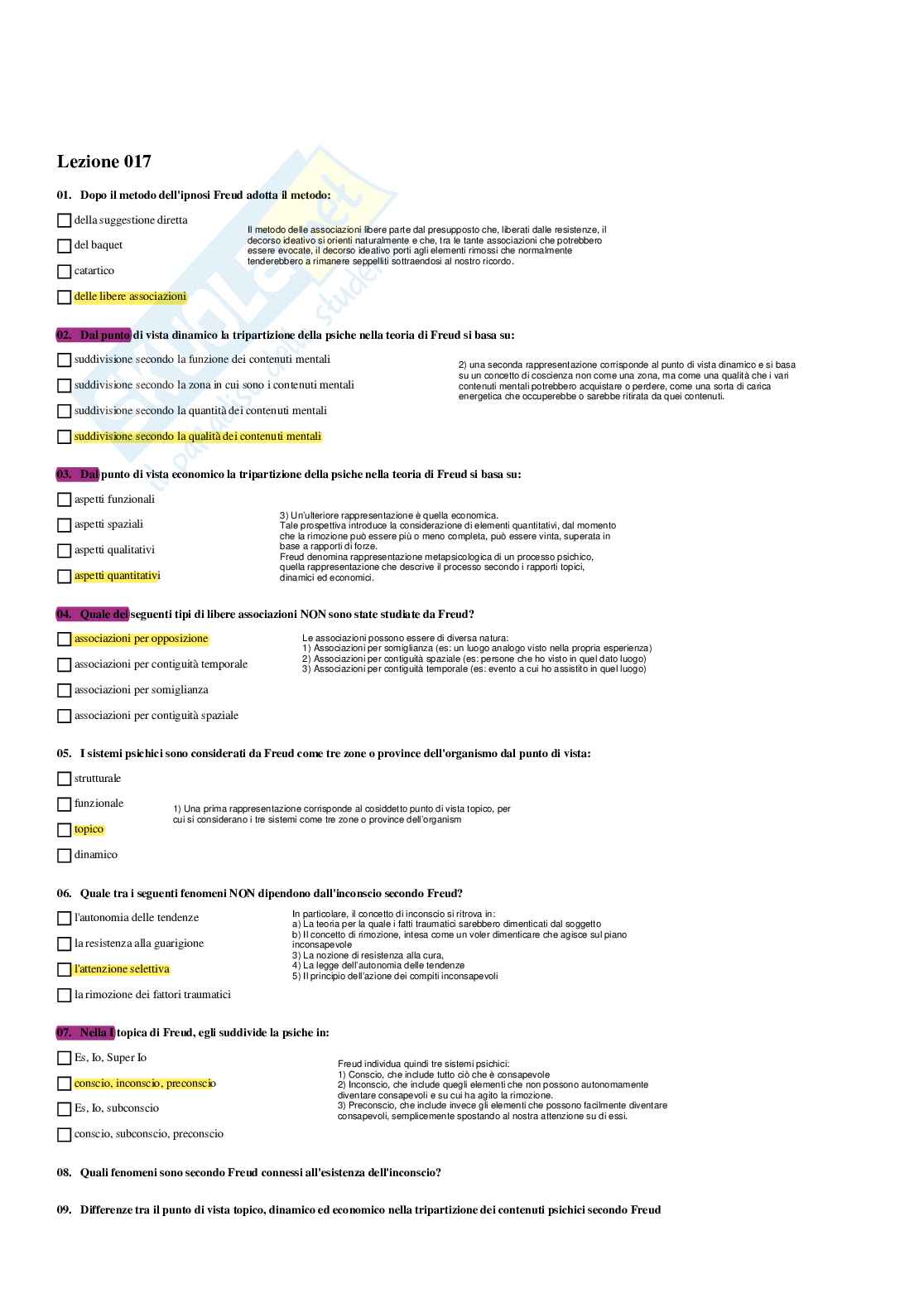 Paniere Psicologia dinamica - Risposte multiple - aggiornato (2026) Pag. 26
