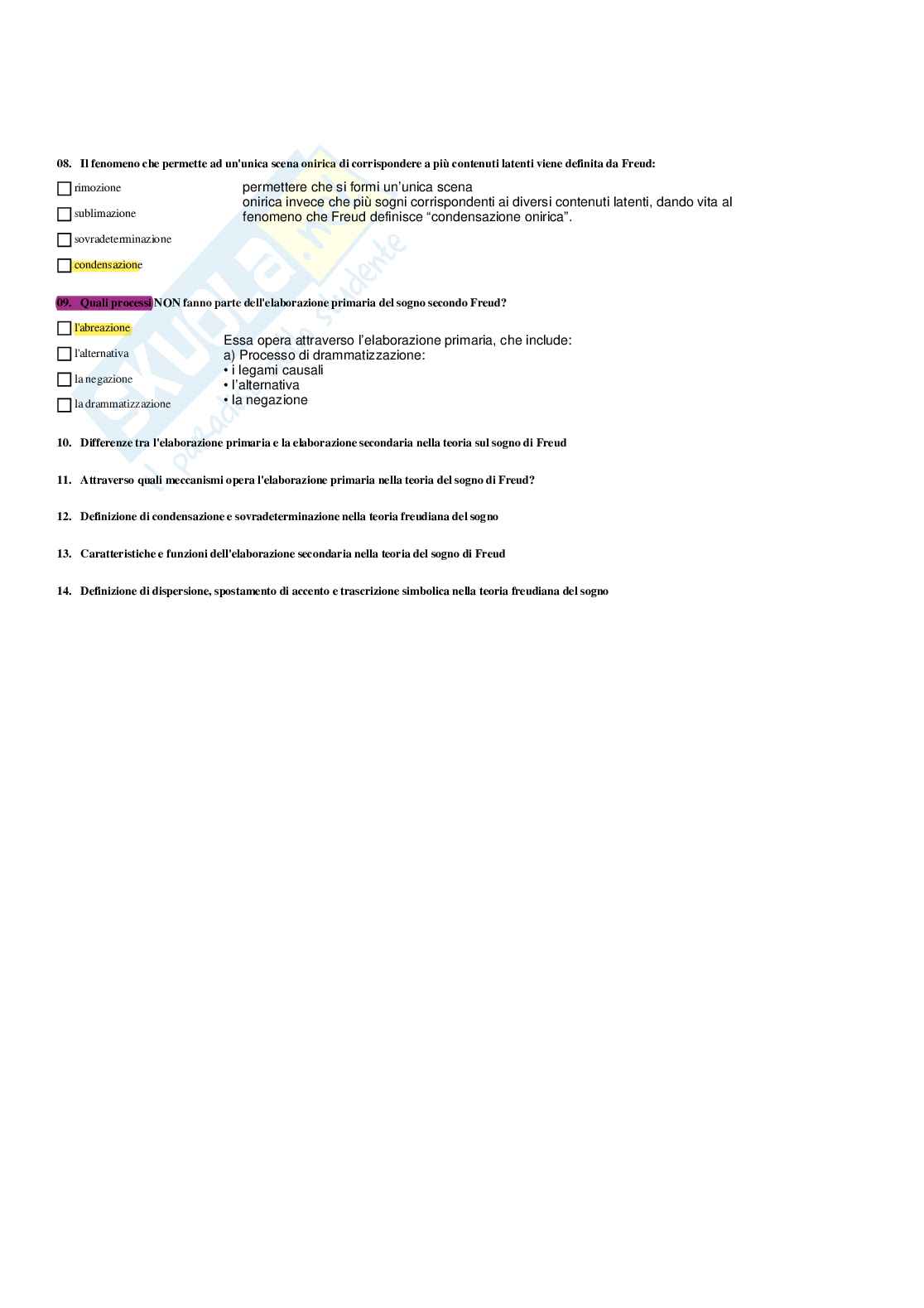 Paniere Psicologia dinamica - Risposte multiple - aggiornato (2026) Pag. 31