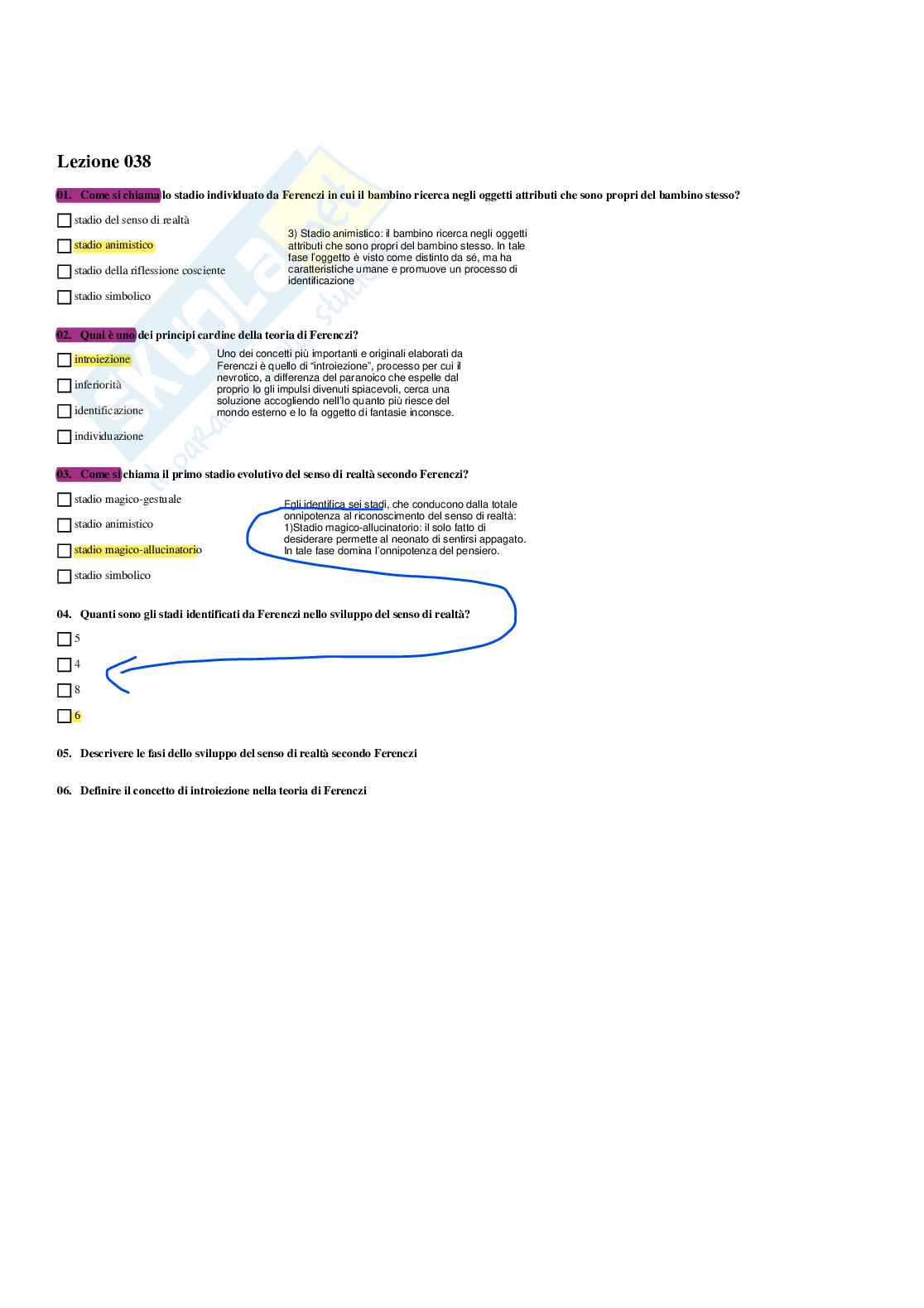 Paniere Psicologia dinamica - Risposte multiple - aggiornato (2026) Pag. 51