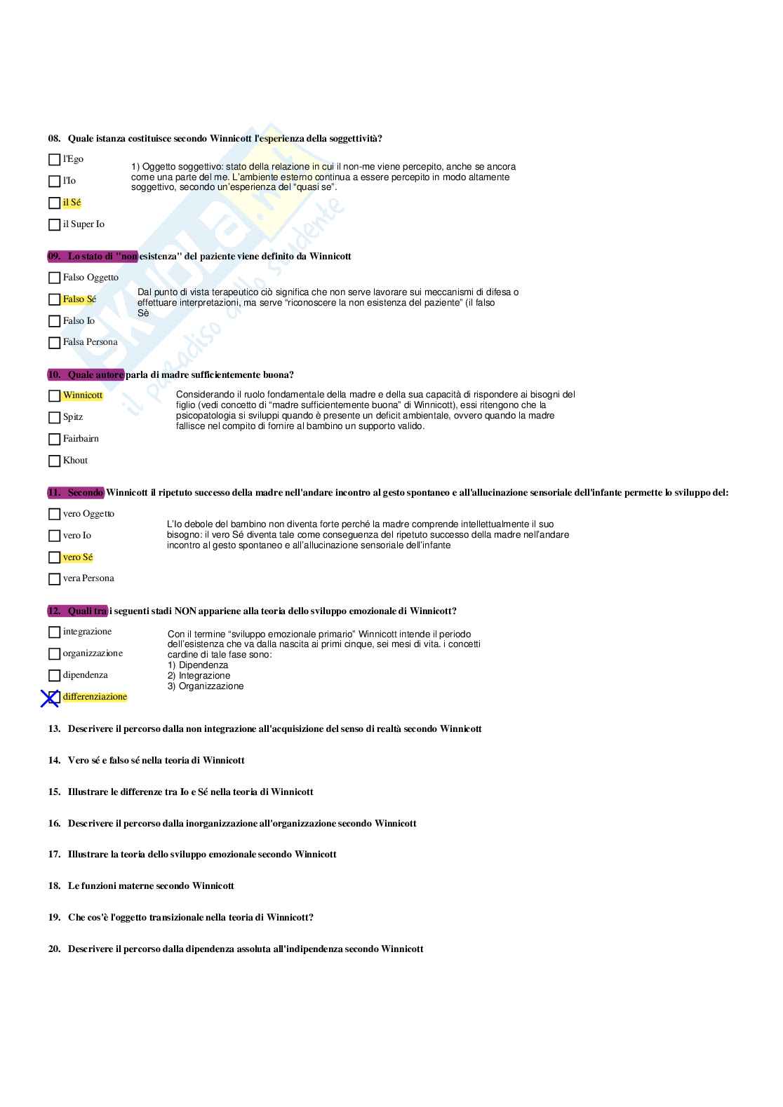 Paniere Psicologia dinamica - Risposte multiple - aggiornato (2026) Pag. 66