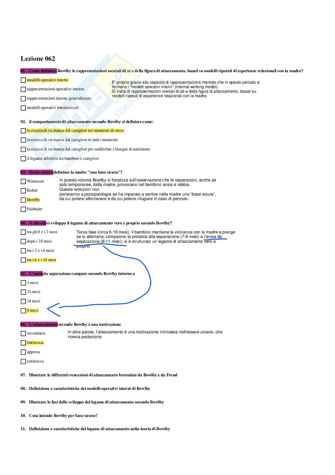 Paniere Psicologia dinamica - Risposte multiple - aggiornato (2026) Pag. 76