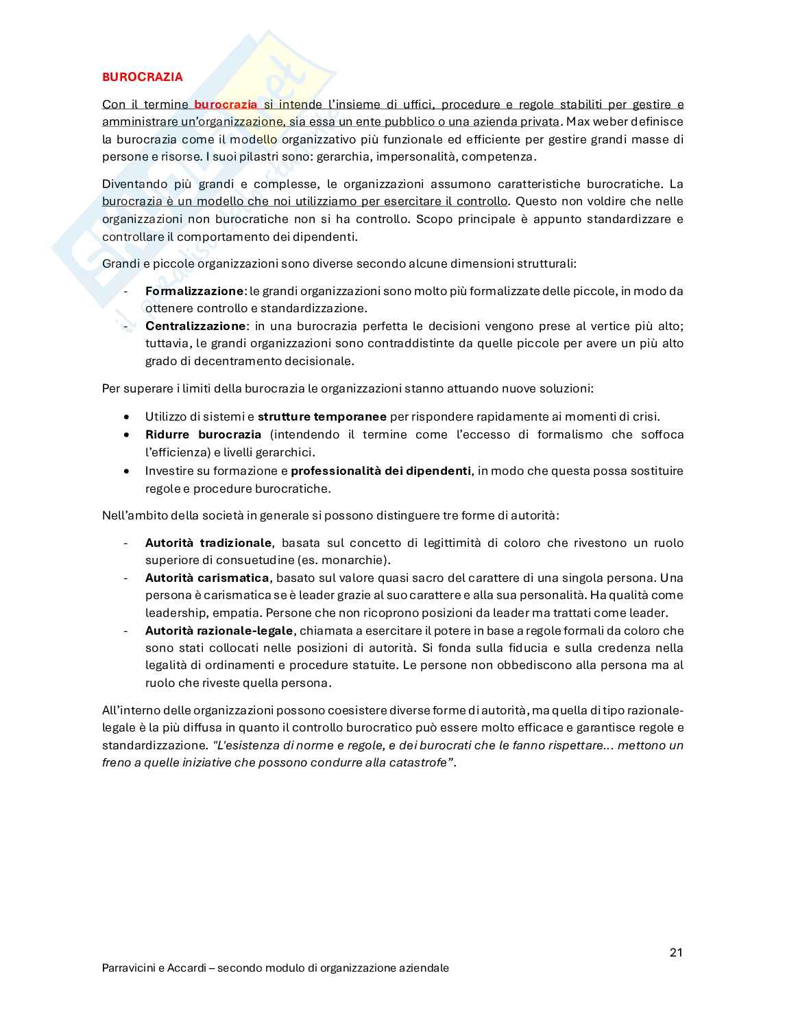 Organizzazione aziendale - Secondo modulo Pag. 21