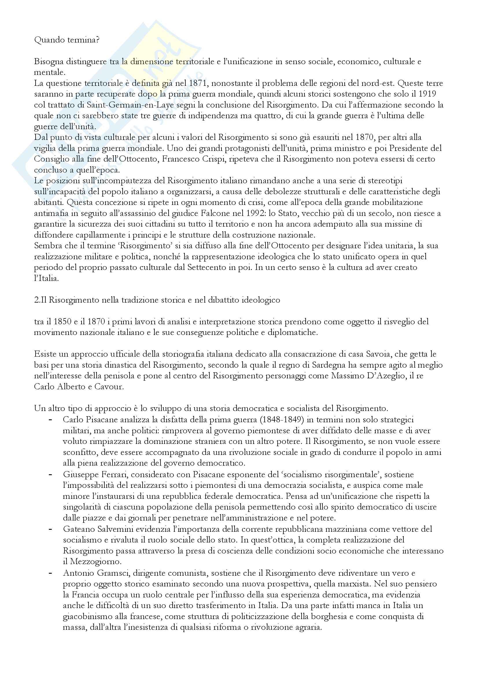 Riassunto esame Storia del Risorgimento, prof. Betri, libro consigliato Il Lungo Risorgimento, Pecout Pag. 2