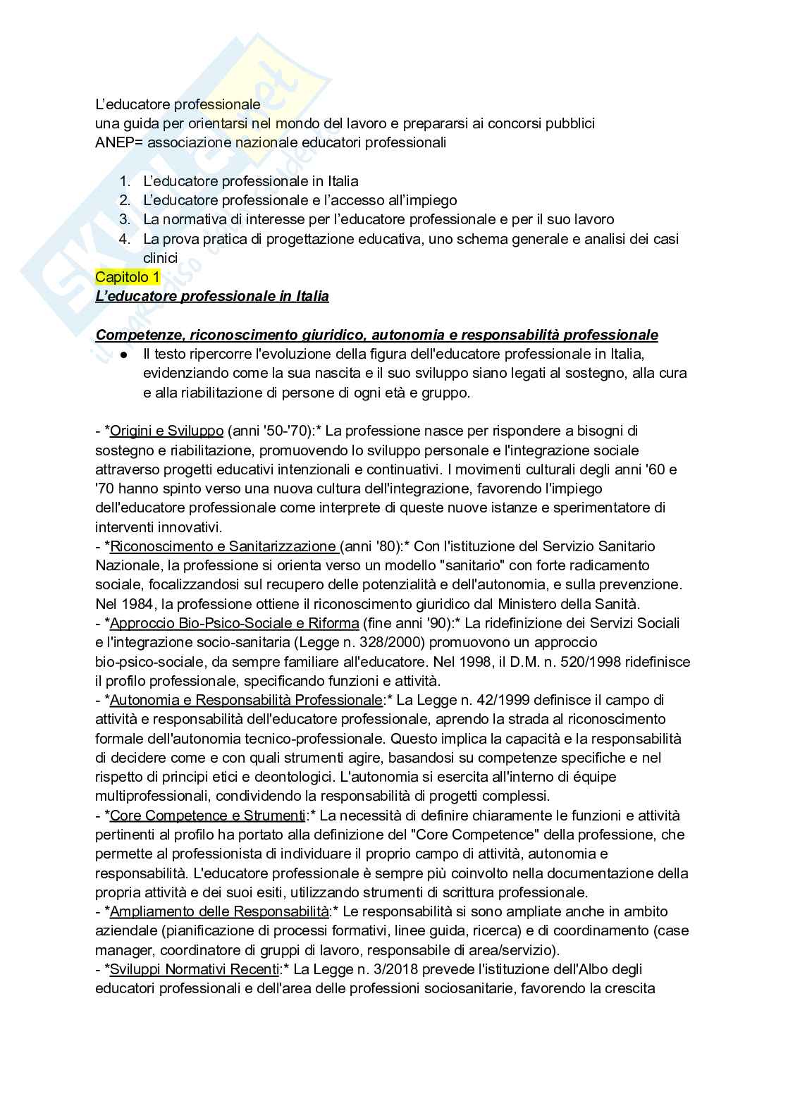 Riassunto esame Pedagogia sociale, Prof. Stramaglia Massimiliano, libro consigliato L’educatore professionale, una guida per orientarsi nel mondo del lavoro e prepararsi ai concorsi pubblici, Scarpa Pag. 1