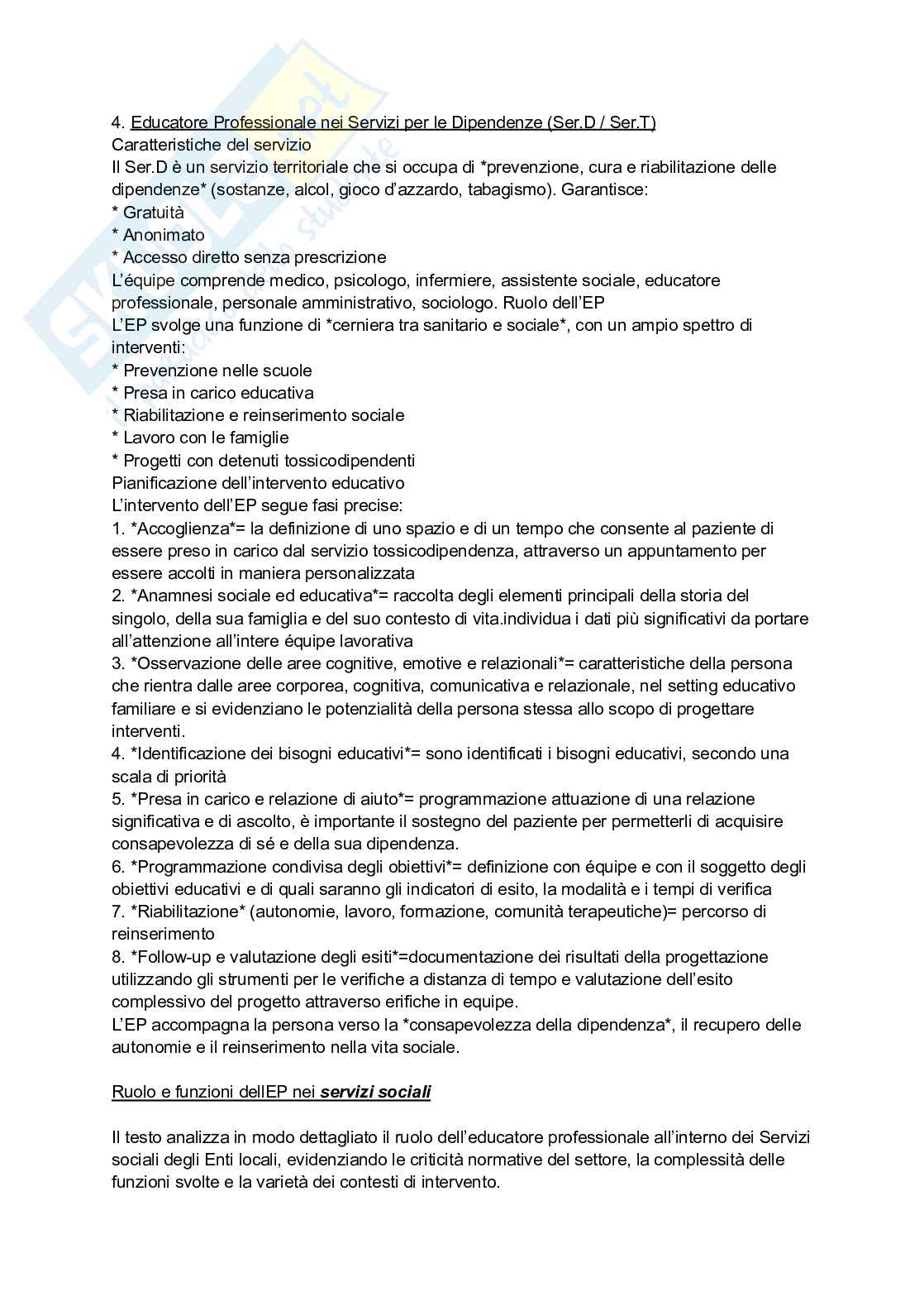 Riassunto esame Pedagogia sociale, Prof. Stramaglia Massimiliano, libro consigliato L’educatore professionale, una guida per orientarsi nel mondo del lavoro e prepararsi ai concorsi pubblici, Scarpa Pag. 6
