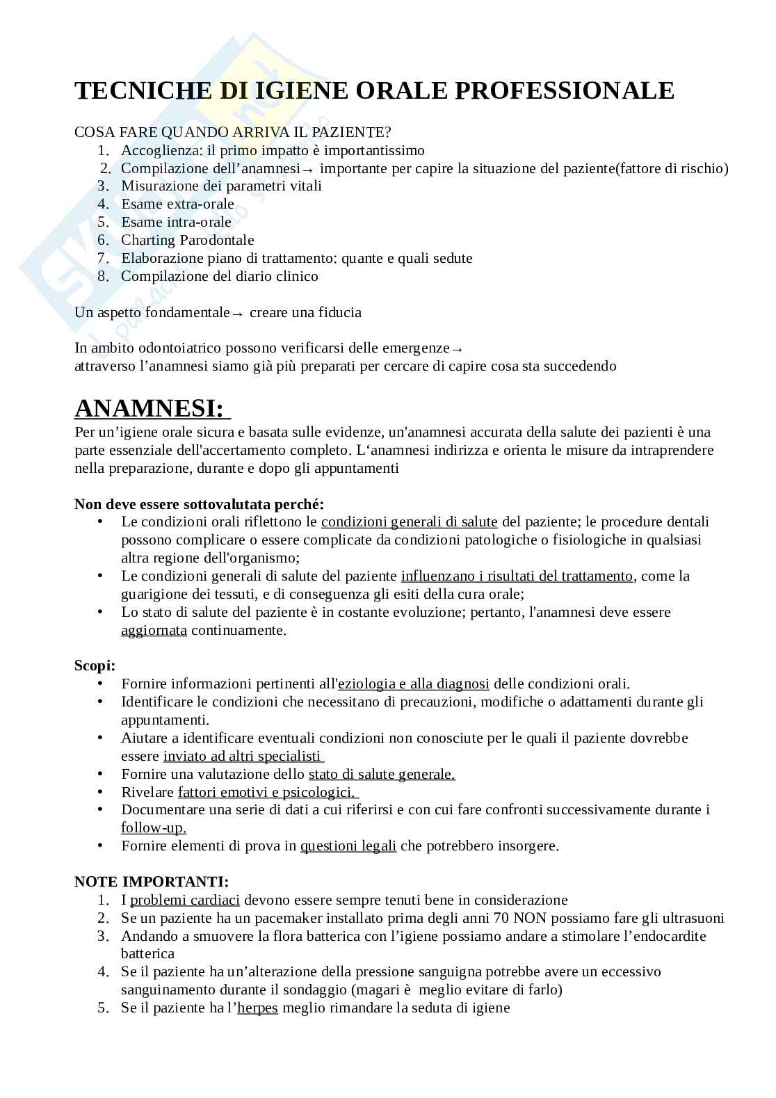 Tecniche dell'igiene orale professionale per professioni sanitarie  Pag. 1